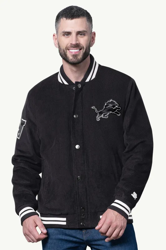 MENS DETROIT LIONS BLACKOUT CORDUROY VARSITY JACKET sold by Starter