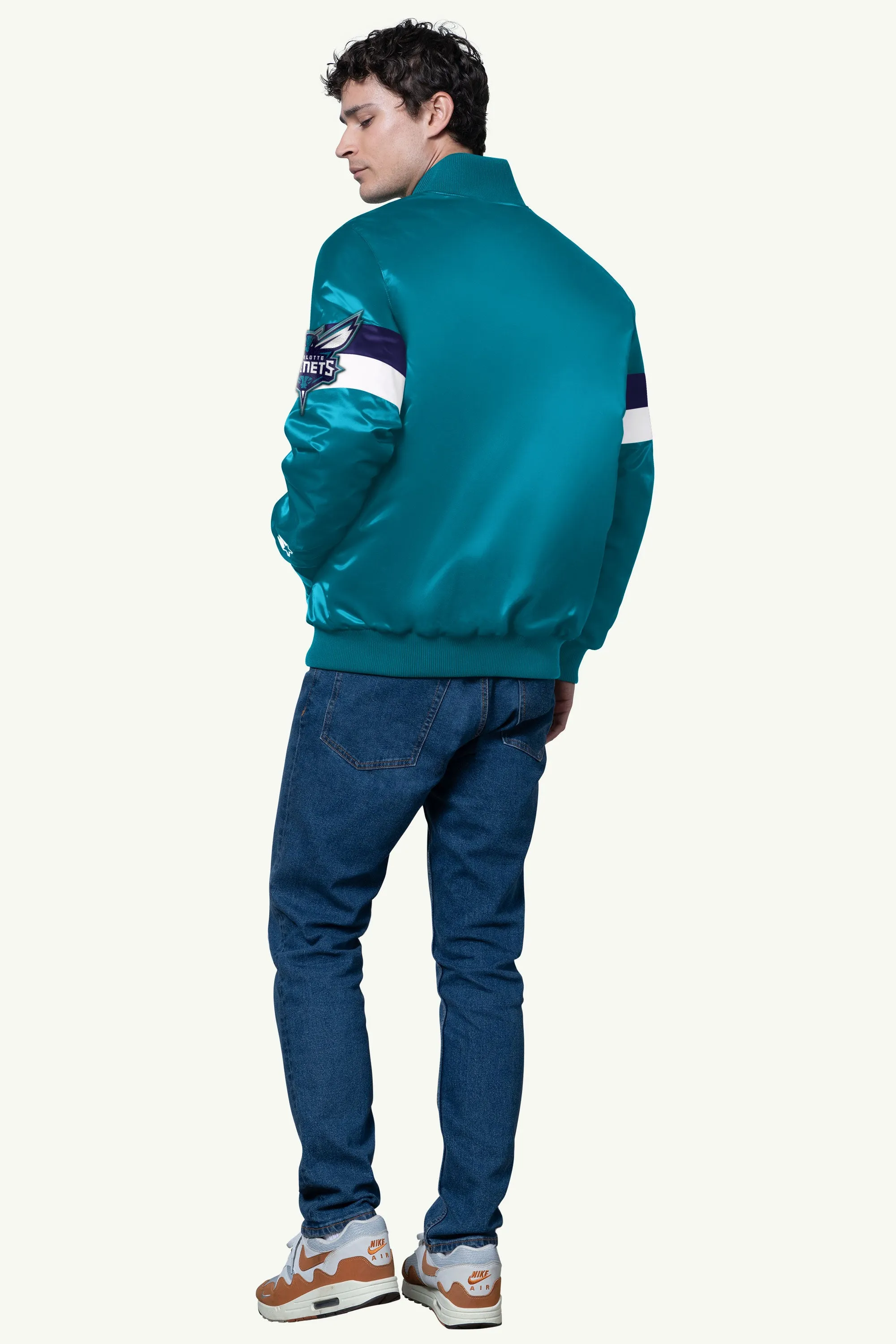 MENS CHARLOTTE HORNETS TRIPLE OPTION SATIN VARSITY JACKET sold by Starter product image thumbnail 3