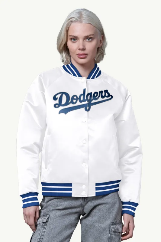 WOMENS LOS ANGELES DODGERS FINAL SCORE SATIN VARSITY JACKET sold by Starter