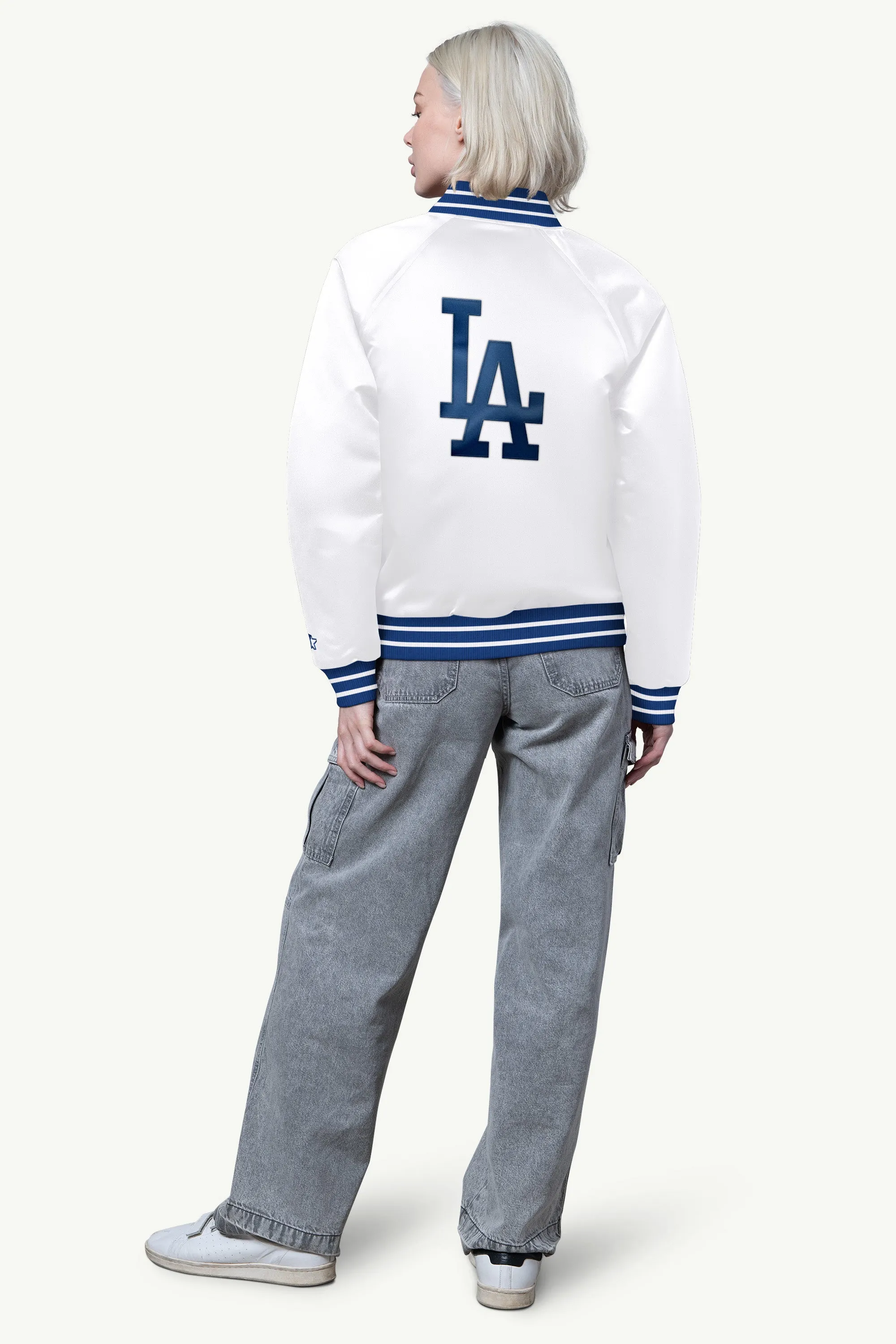 WOMENS LOS ANGELES DODGERS FINAL SCORE SATIN VARSITY JACKET sold by Starter product image thumbnail 2