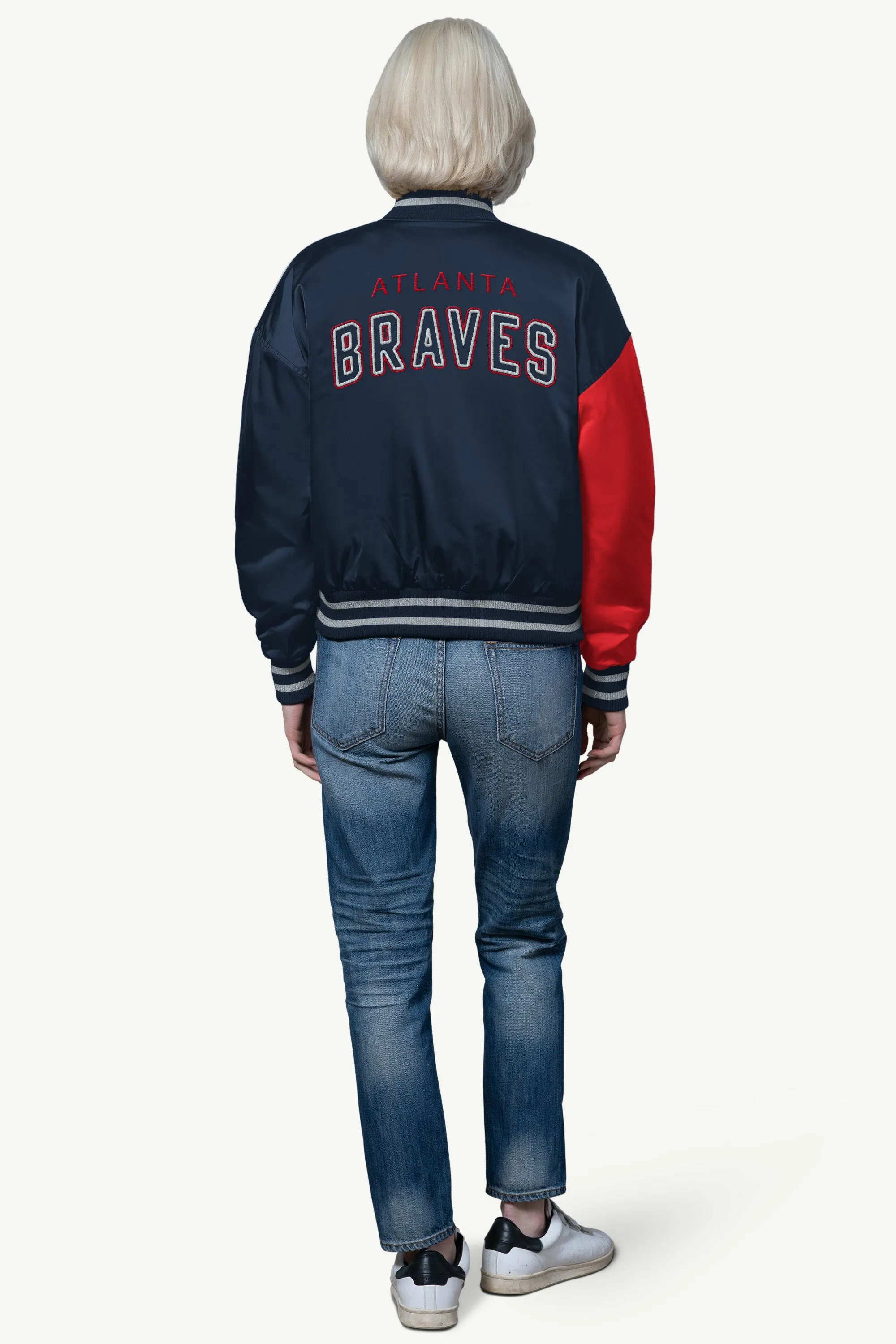 WOMENS ATLANTA BRAVES OFFSIDE SATIN VARSITY JACKET sold by Starter product image thumbnail 2