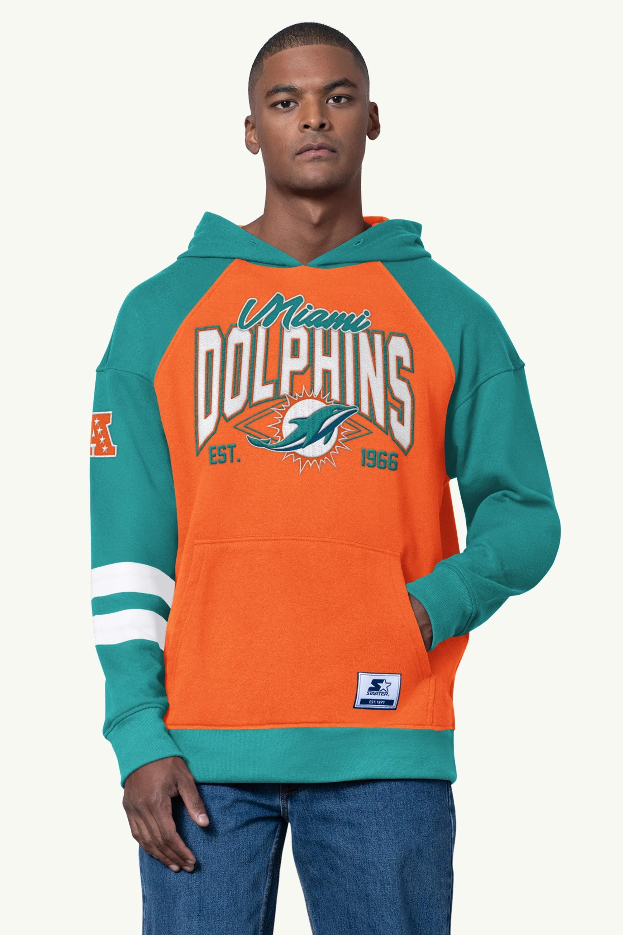 MENS MIAMI DOLPHINS INTERCEPTION COLORBLOCK HOODIE sold by Starter
