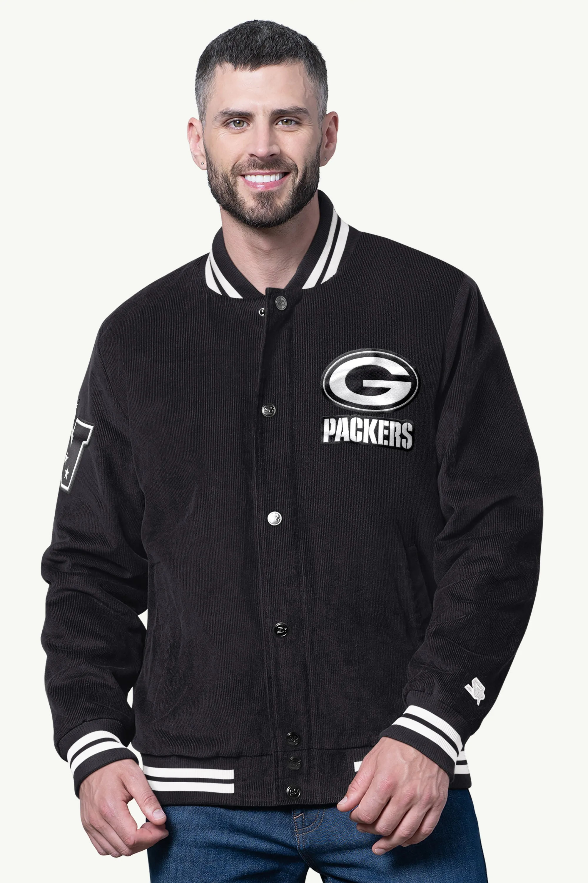 MENS GREEN BAY PACKERS BLACKOUT CORDUROY VARSITY JACKET sold by Starter