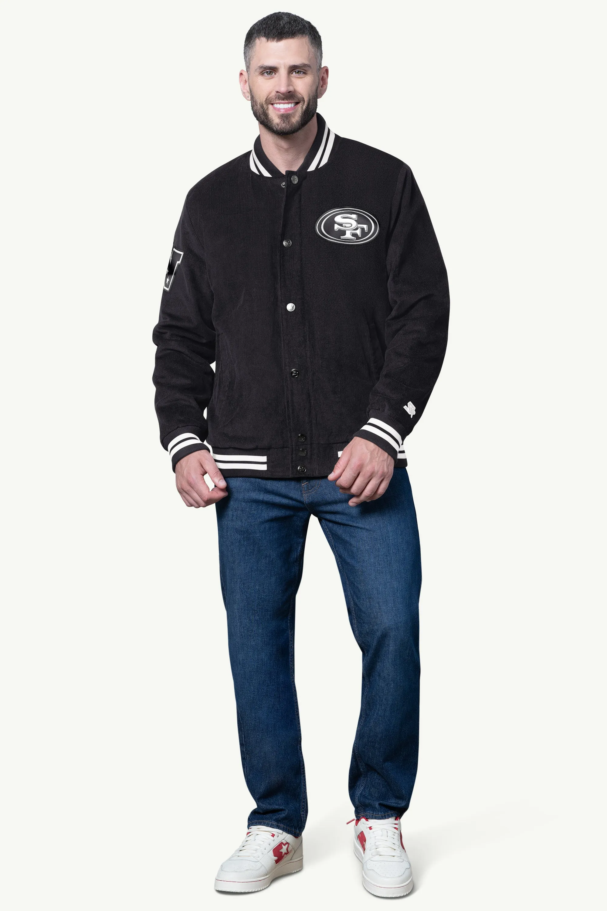 MENS SAN FRANCISCO 49ERS BLACKOUT CORDUROY VARSITY JACKET sold by Starter product image thumbnail 3