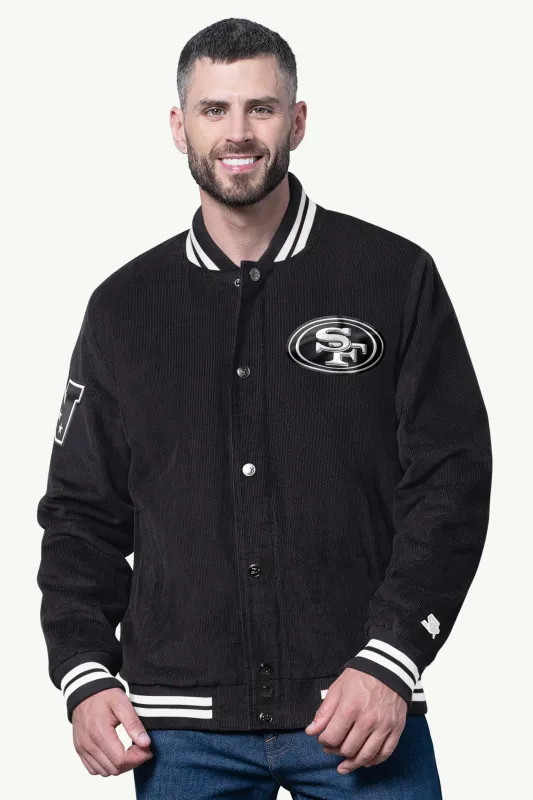 MENS SAN FRANCISCO 49ERS BLACKOUT CORDUROY VARSITY JACKET sold by Starter