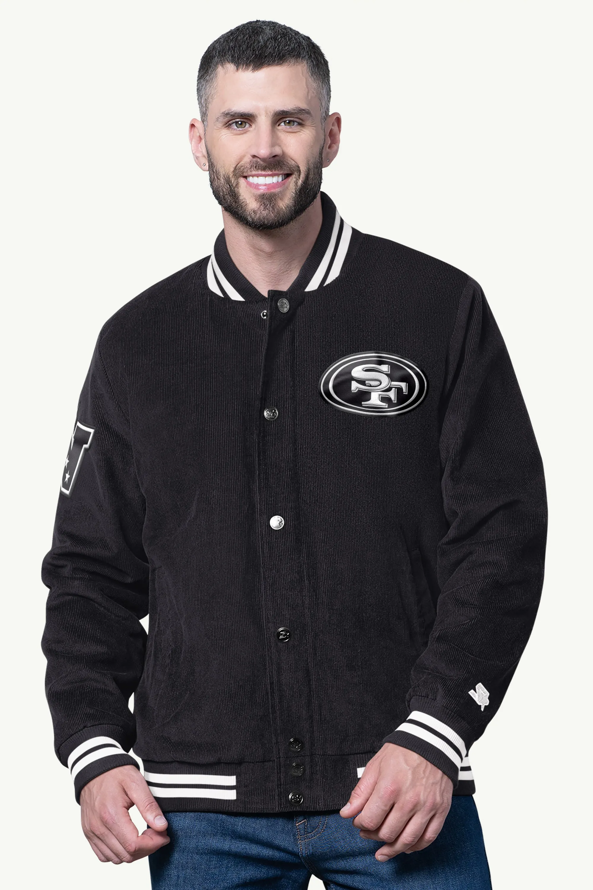 MENS SAN FRANCISCO 49ERS BLACKOUT CORDUROY VARSITY JACKET sold by Starter