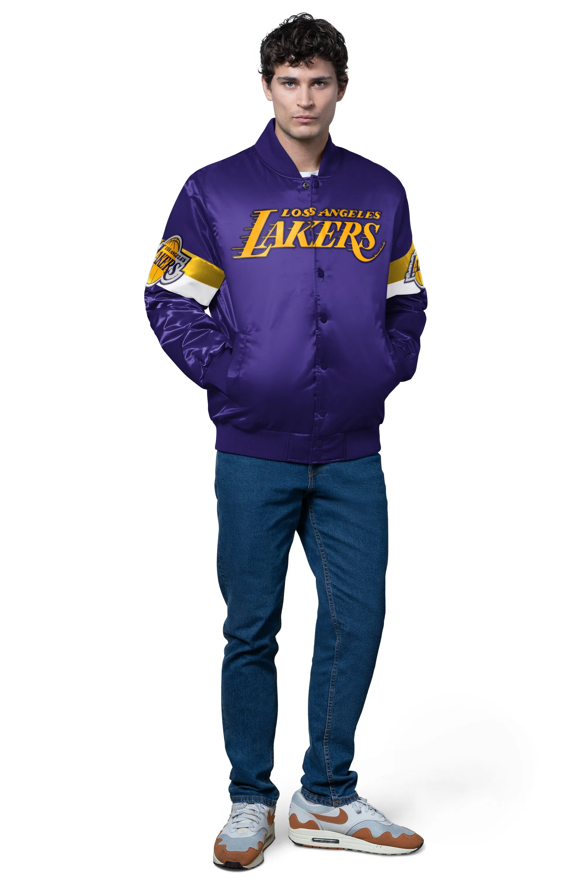 MENS LA LAKERS TRIPLE OPTION SATIN VARSITY JACKET sold by Starter product image thumbnail 3