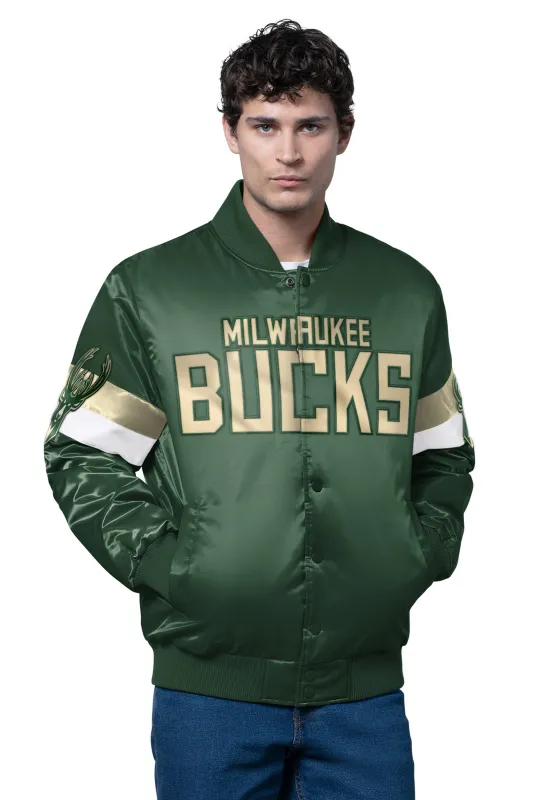 MENS MILWAUKEE BUCKS TRIPLE OPTION SATIN VARSITY JACKET sold by Starter