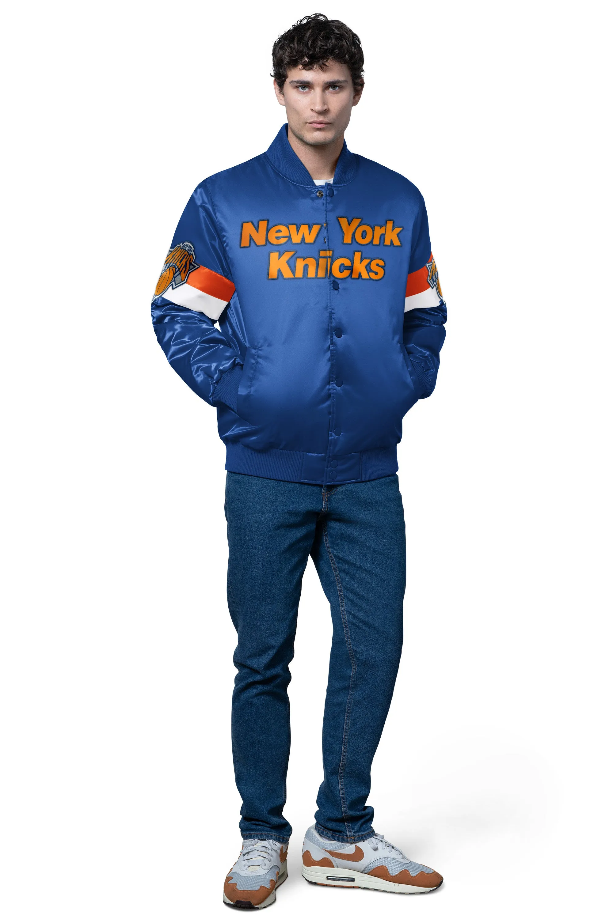 MENS NEW YORK KNICKS TRIPLE OPTION SATIN VARSITY JACKET sold by Starter product image thumbnail 3