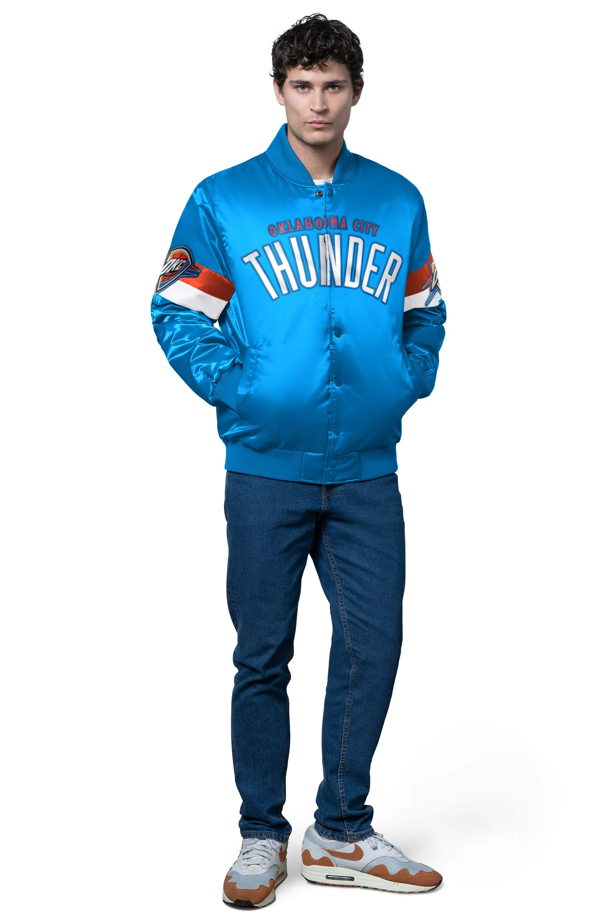 MENS OKLAHOMA CITY THUNDER TRIPLE OPTION SATIN VARSITY JACKET sold by Starter product image thumbnail 3