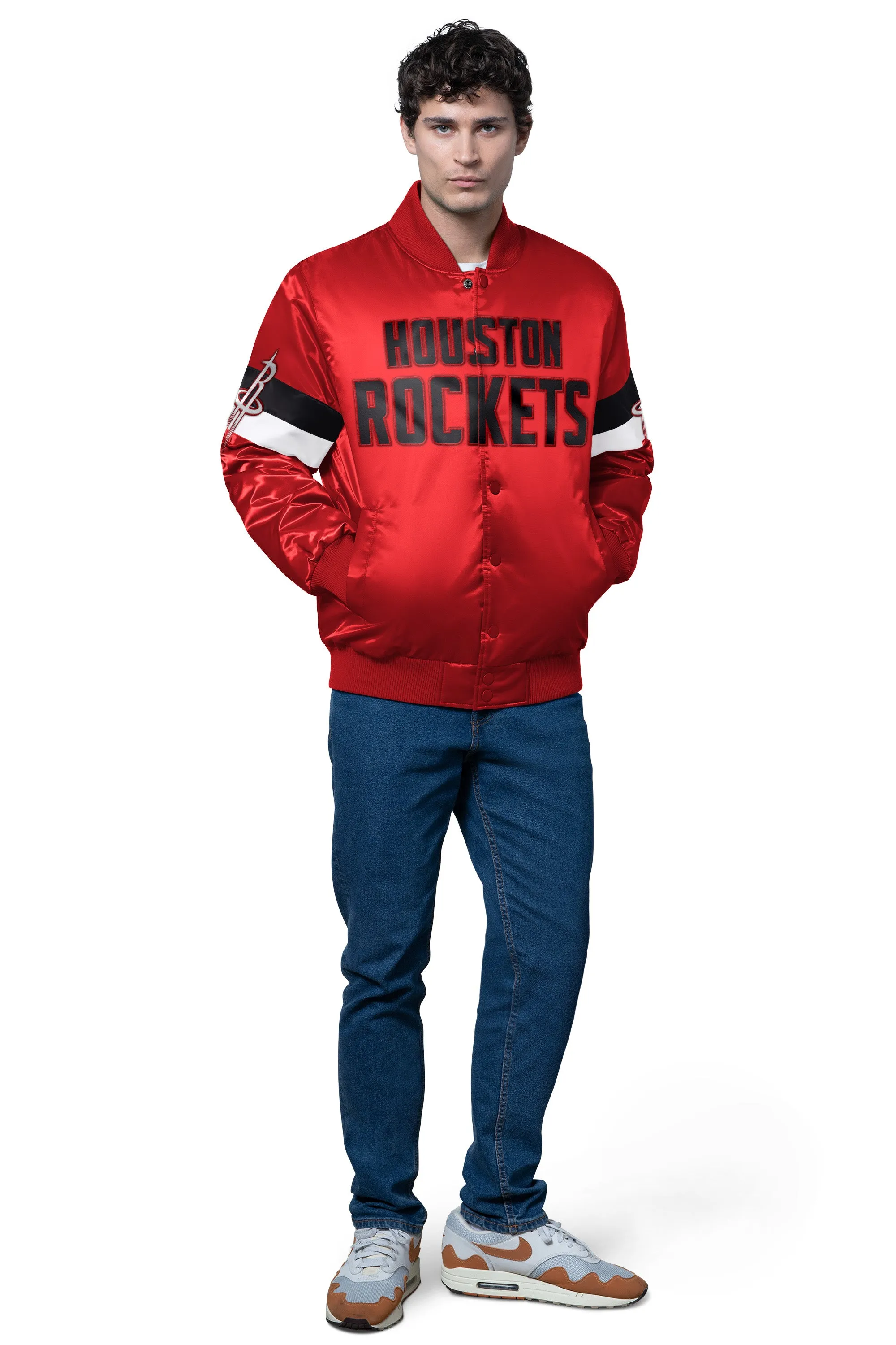 MENS HOUSTON ROCKETS TRIPLE OPTION SATIN VARSITY JACKET sold by Starter product image thumbnail 3