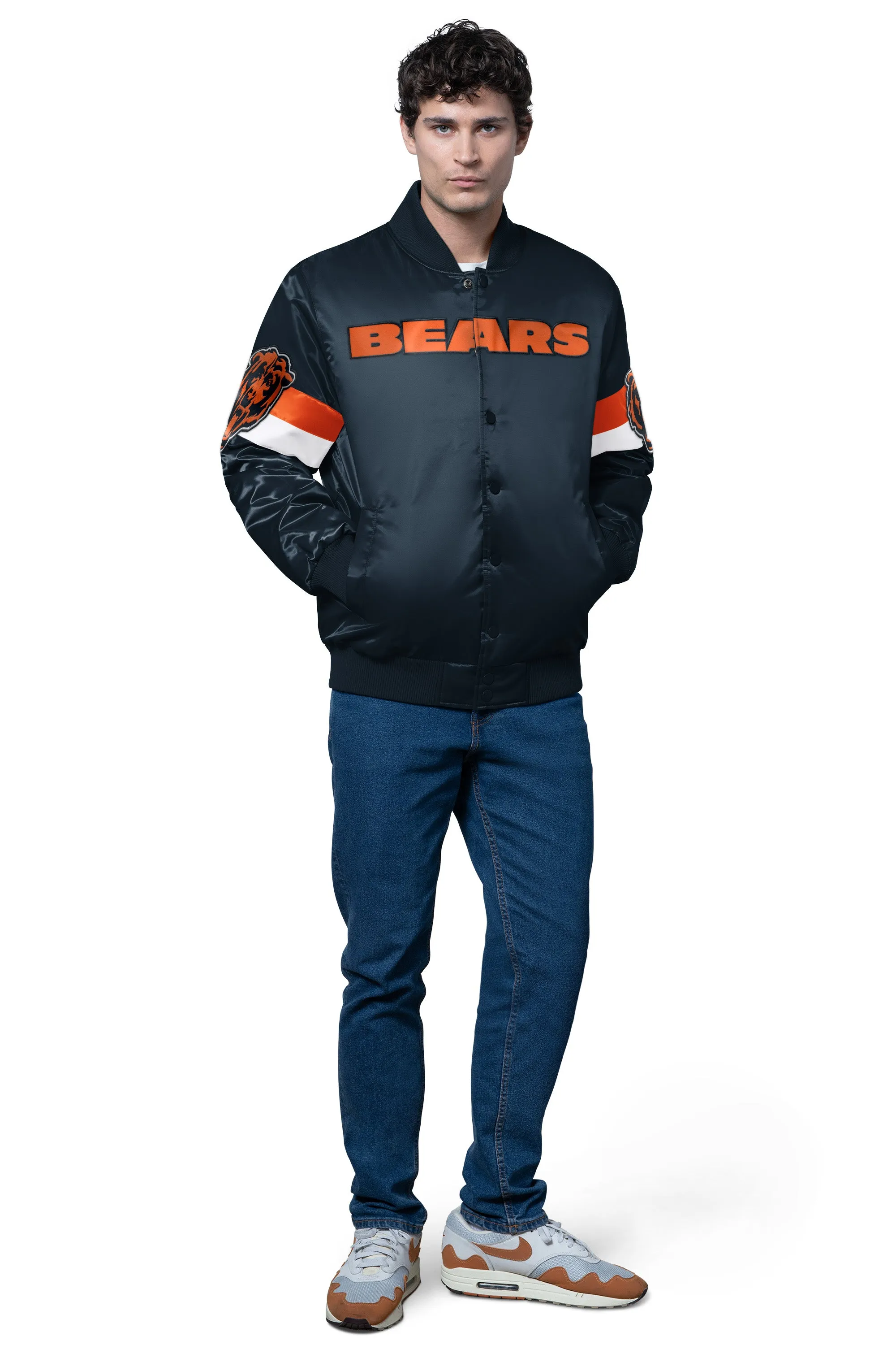 MENS CHICAGO BEARS TRIPLE OPTION SATIN VARSITY JACKET sold by Starter product image thumbnail 3