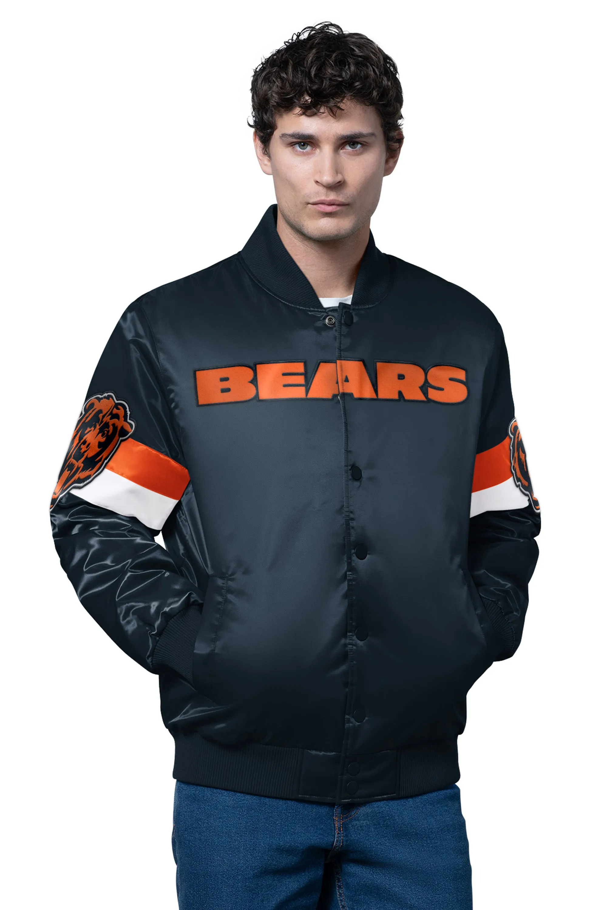 MENS CHICAGO BEARS TRIPLE OPTION SATIN VARSITY JACKET sold by Starter