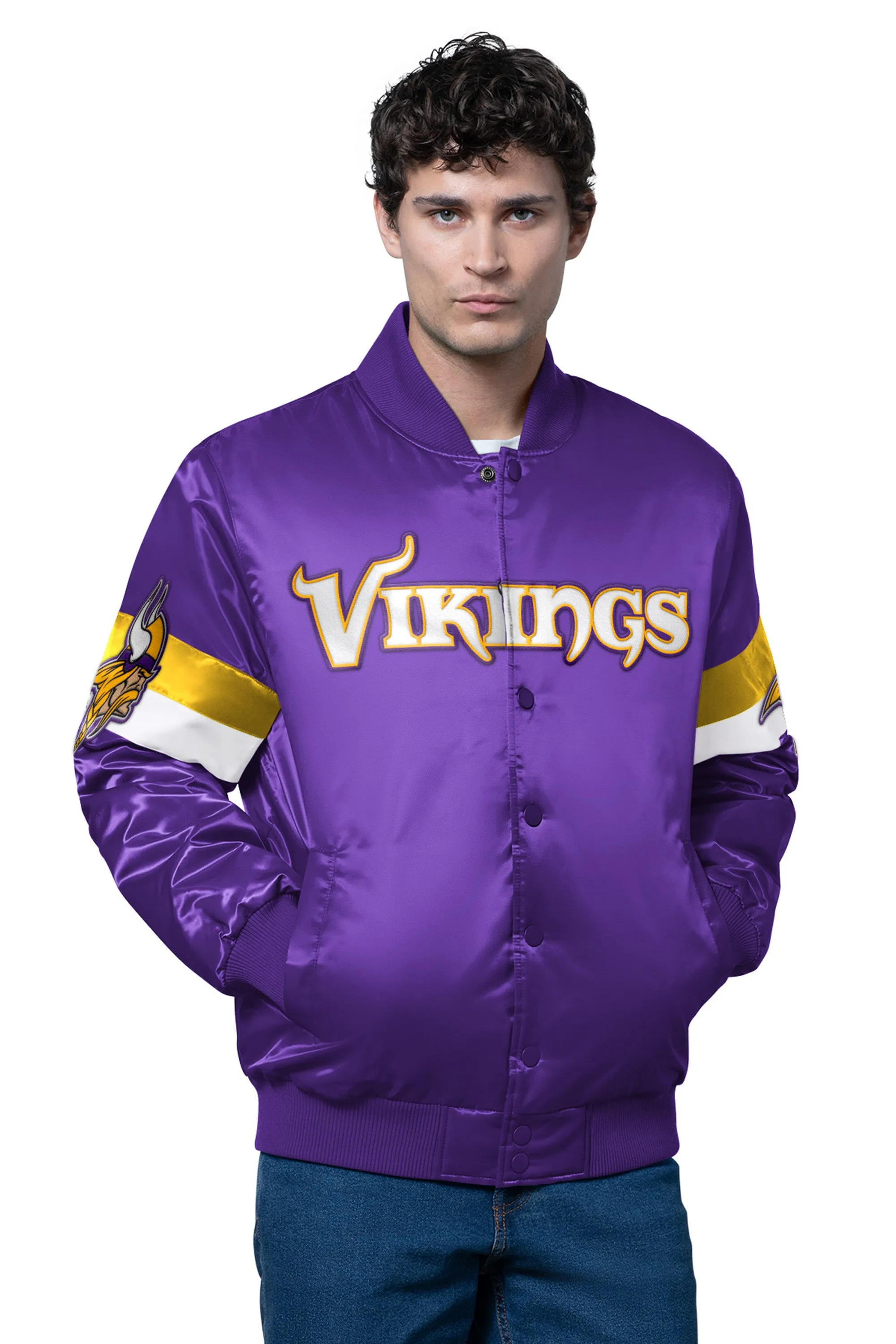 MENS MINNESOTA VIKINGS TRIPLE OPTION SATIN VARSITY JACKET sold by Starter
