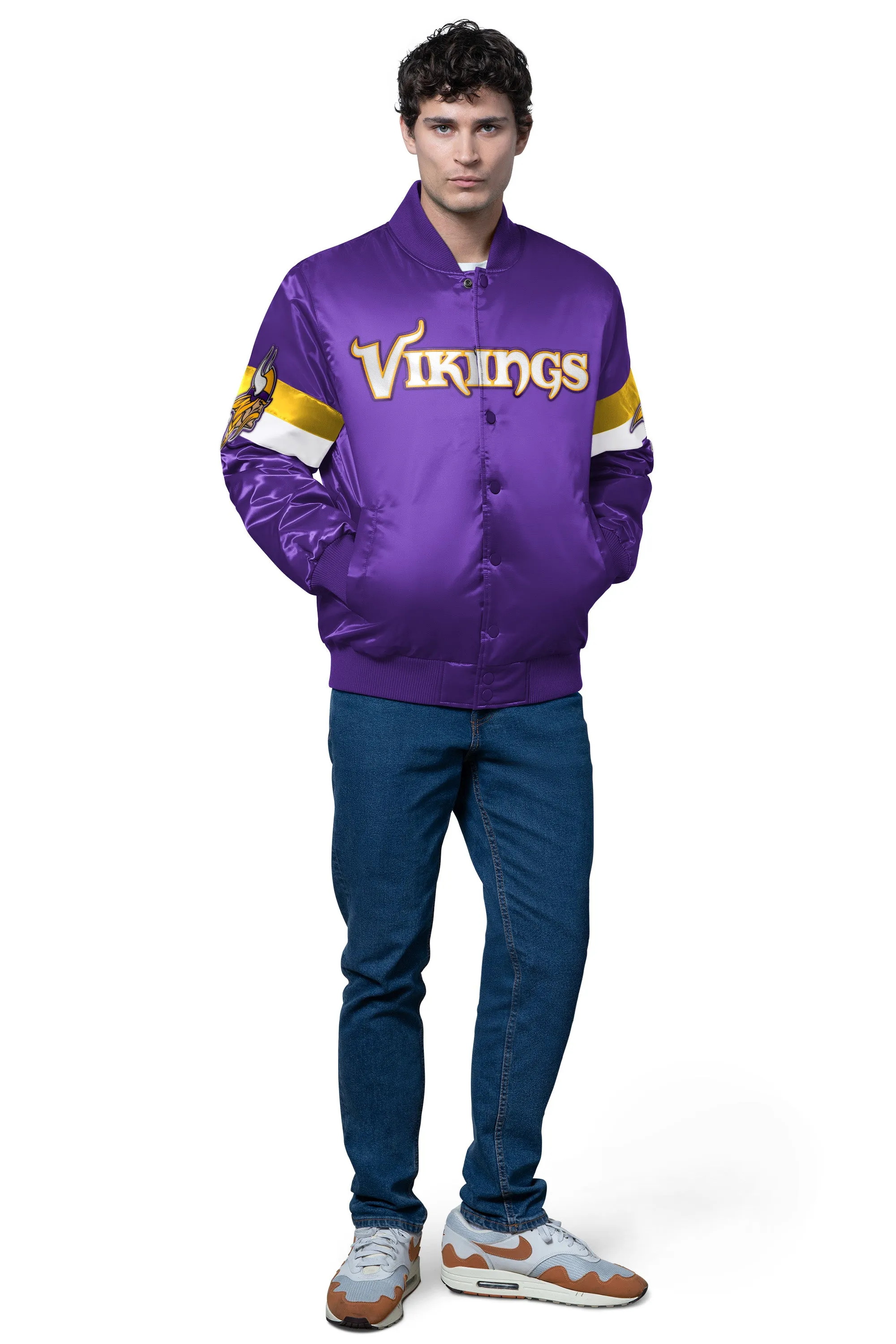 MENS MINNESOTA VIKINGS TRIPLE OPTION SATIN VARSITY JACKET sold by Starter product image thumbnail 2