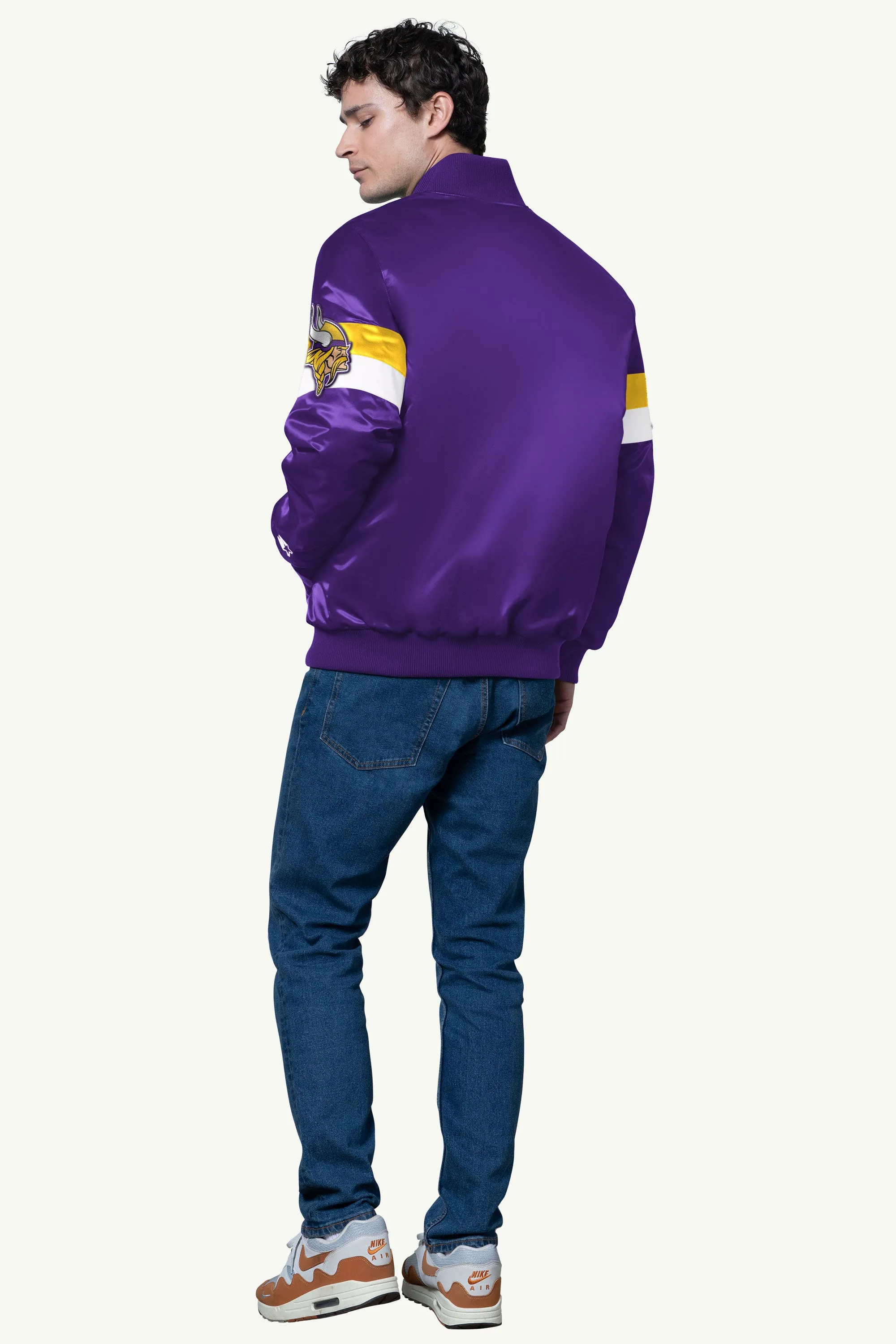 MENS MINNESOTA VIKINGS TRIPLE OPTION SATIN VARSITY JACKET sold by Starter product image thumbnail 3