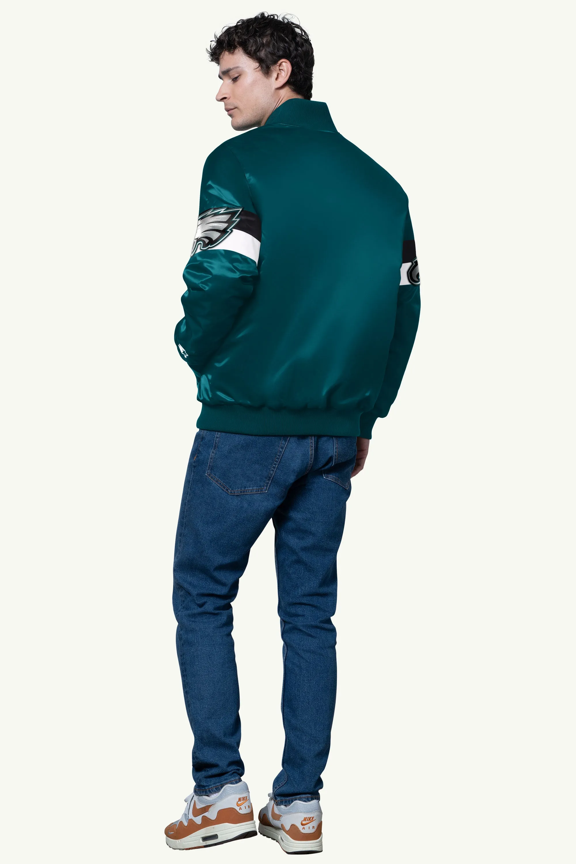 MENS PHILADELPHIA EAGLES TRIPLE OPTION SATIN VARSITY JACKET sold by Starter product image thumbnail 2