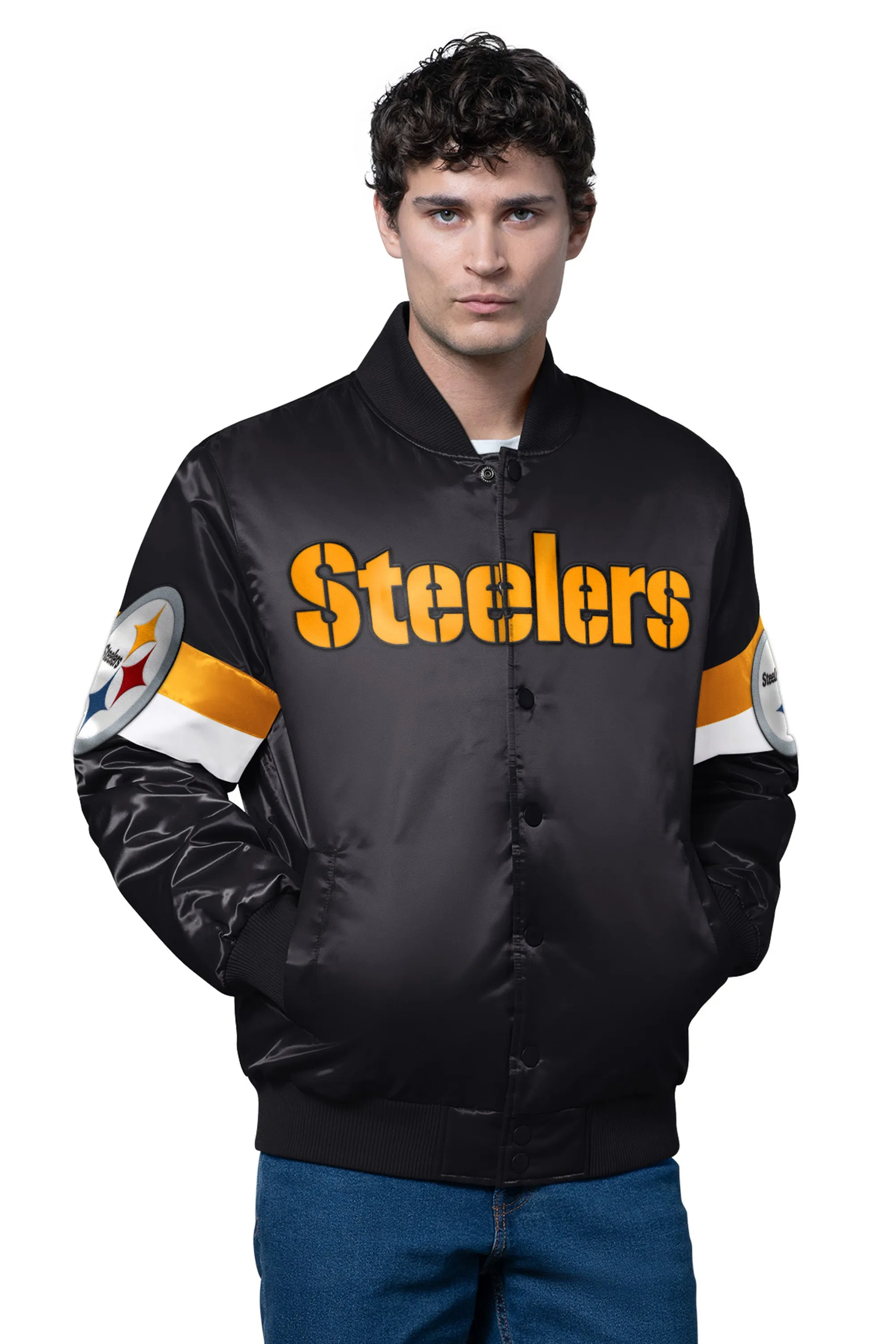 MENS PITTSBURGH STEELERS TRIPLE OPTION SATIN VARSITY JACKET sold by Starter