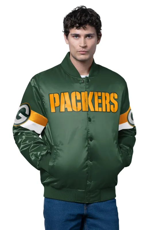 MENS GREEN BAY PACKERS TRIPLE OPTION SATIN VARSITY JACKET sold by Starter