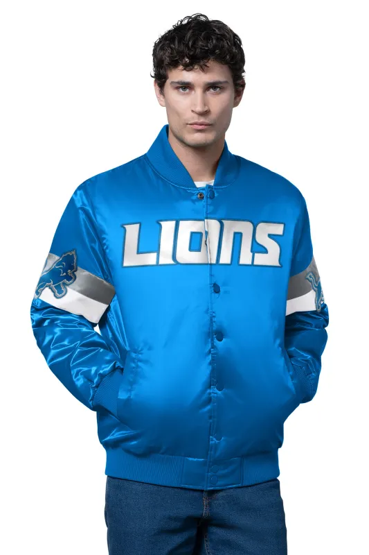 MENS DETROIT LIONS TRIPLE OPTION SATIN VARSITY JACKET sold by Starter
