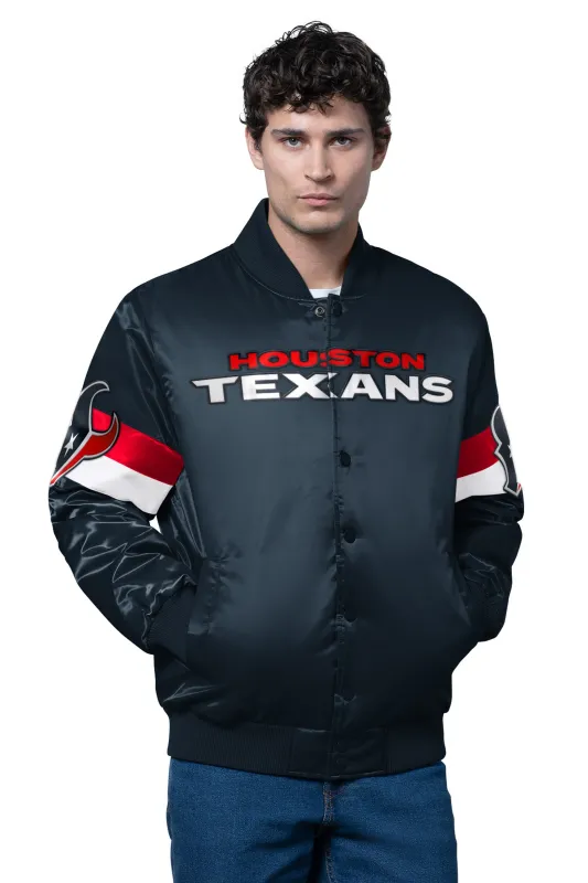 MENS HOUSTON TEXANS TRIPLE OPTION SATIN VARSITY JACKET sold by Starter