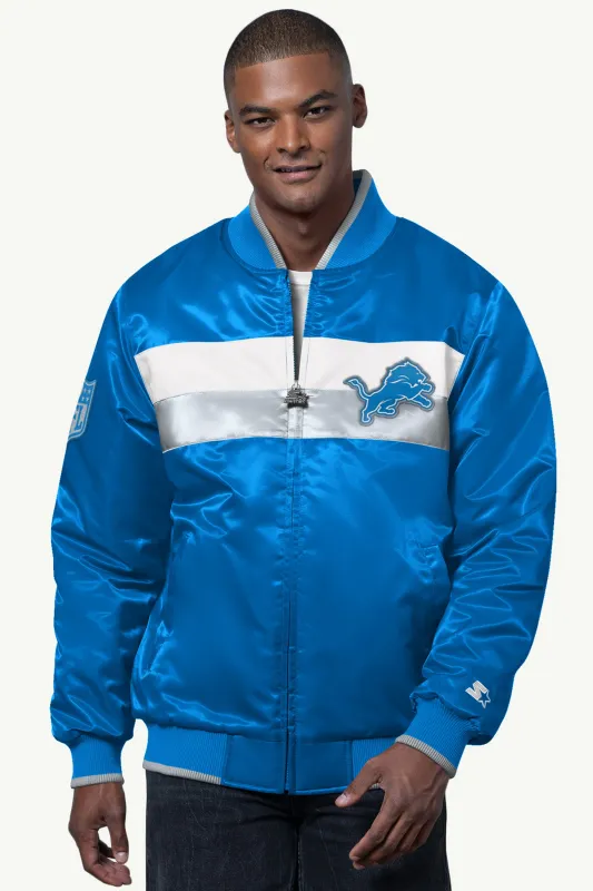 MENS DETROIT LIONS AMBASSADOR SATIN VARSITY JACKET sold by Starter