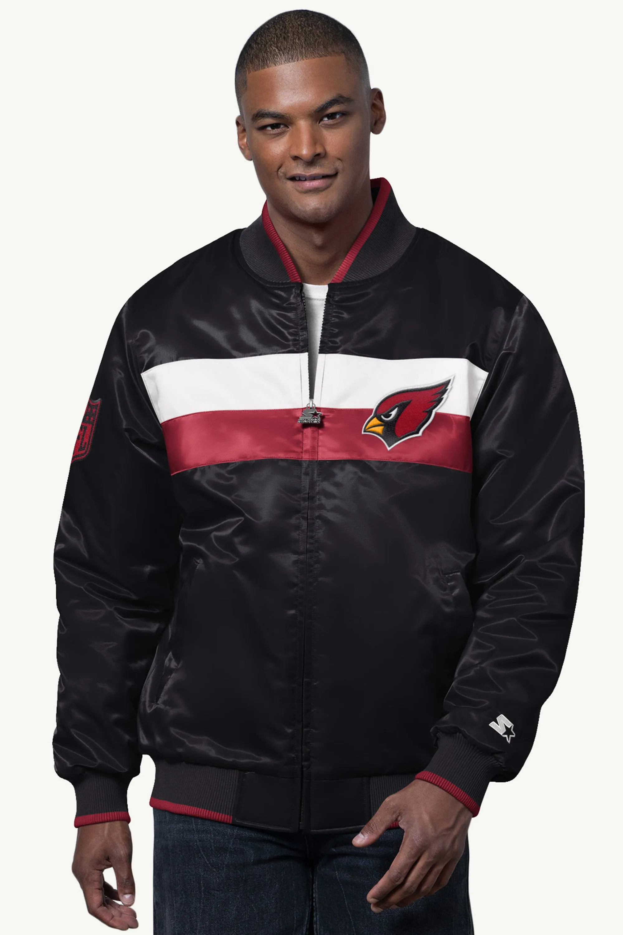 MENS ARIZONA CARDINALS AMBASSADOR SATIN VARSITY JACKET sold by Starter