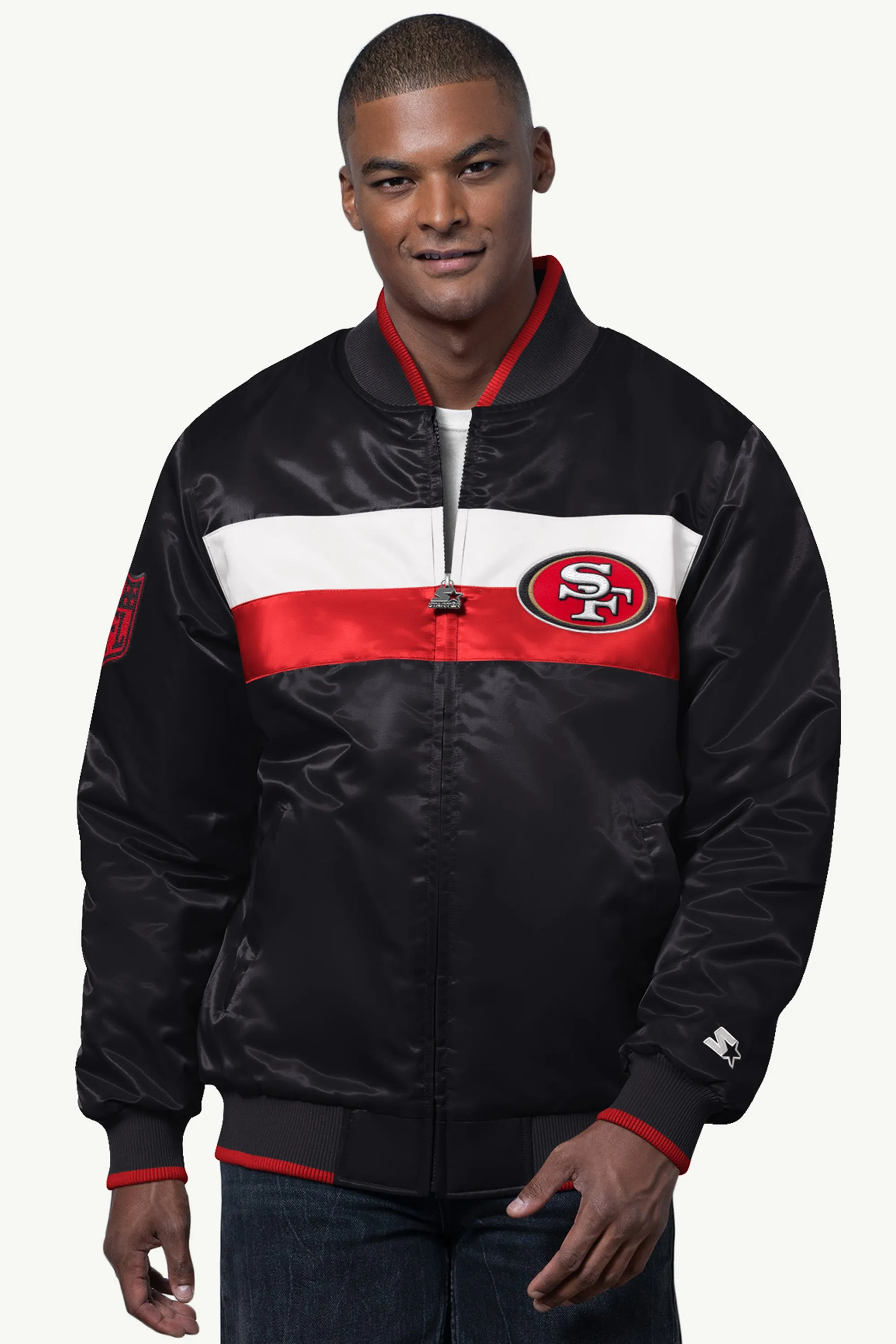 MENS SAN FRANCISCO 49ERS AMBASSADOR SATIN VARSITY JACKET sold by Starter