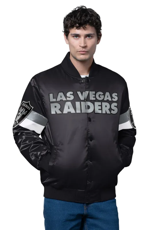 MENS LAS VEGAS RAIDERS TRIPLE OPTION SATIN VARSITY JACKET sold by Starter