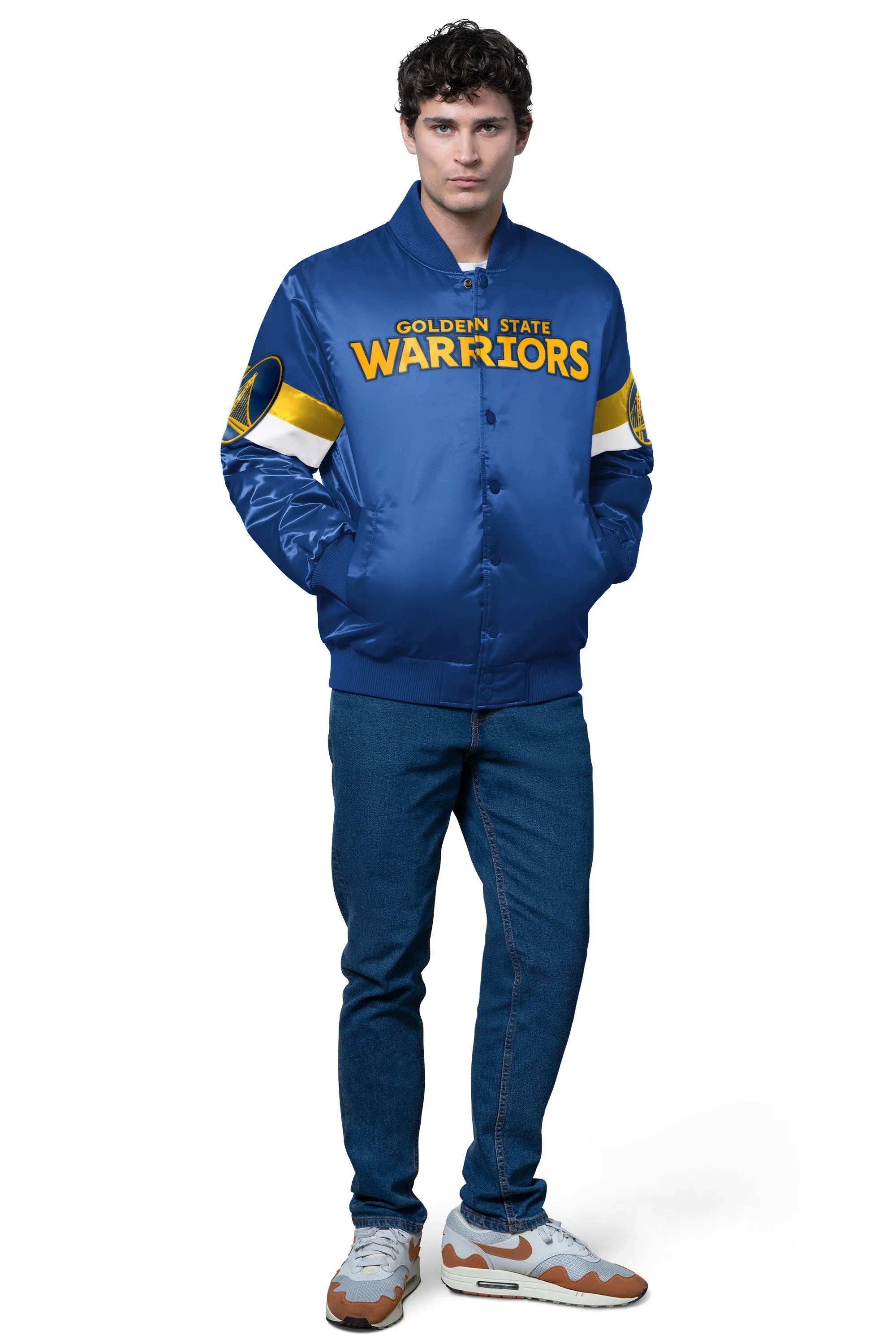 MENS GOLDEN STATE WARRIORS TRIPLE OPTION SATIN VARSITY JACKET sold by Starter product image thumbnail 2