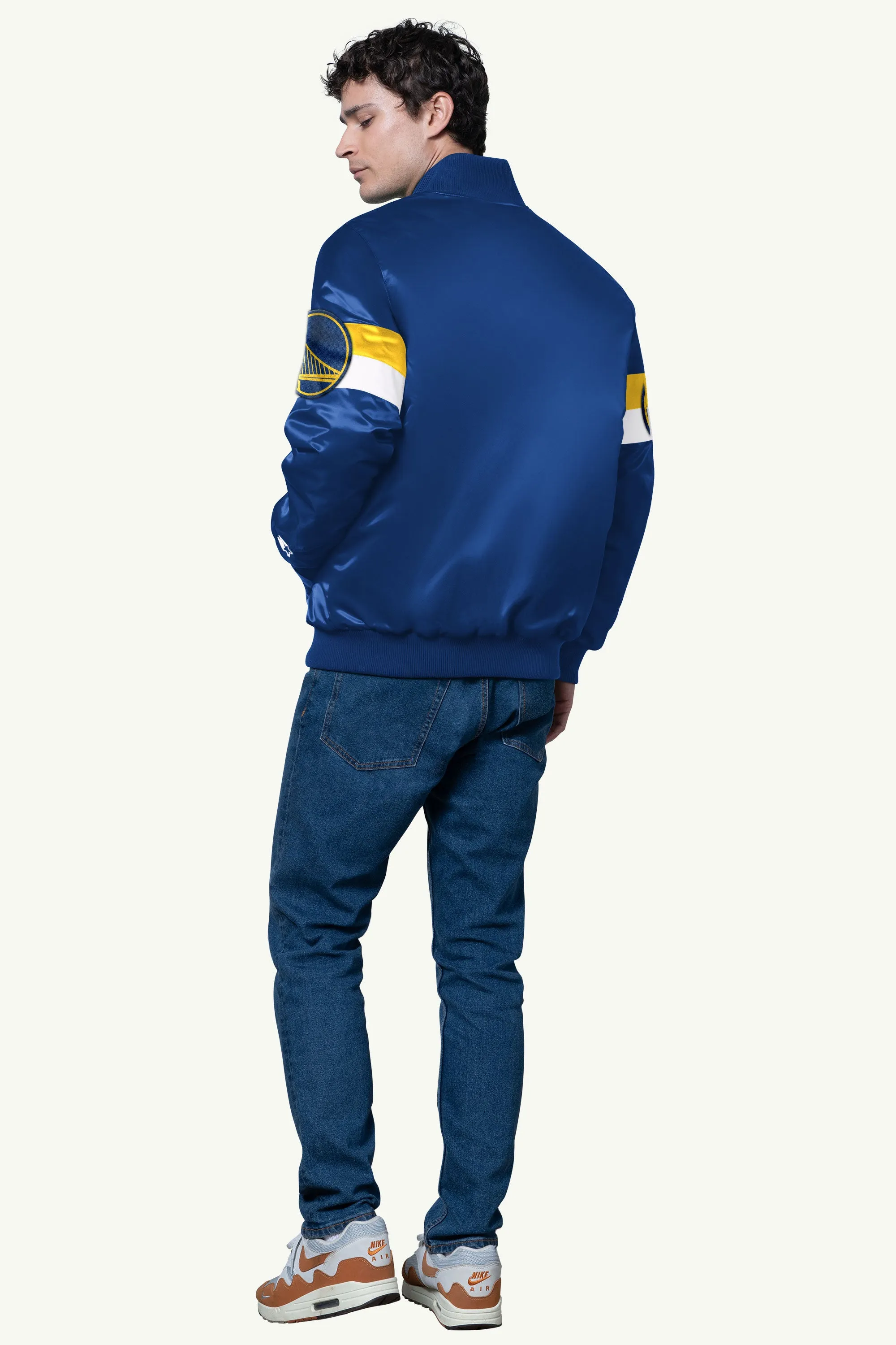 MENS GOLDEN STATE WARRIORS TRIPLE OPTION SATIN VARSITY JACKET sold by Starter product image thumbnail 3