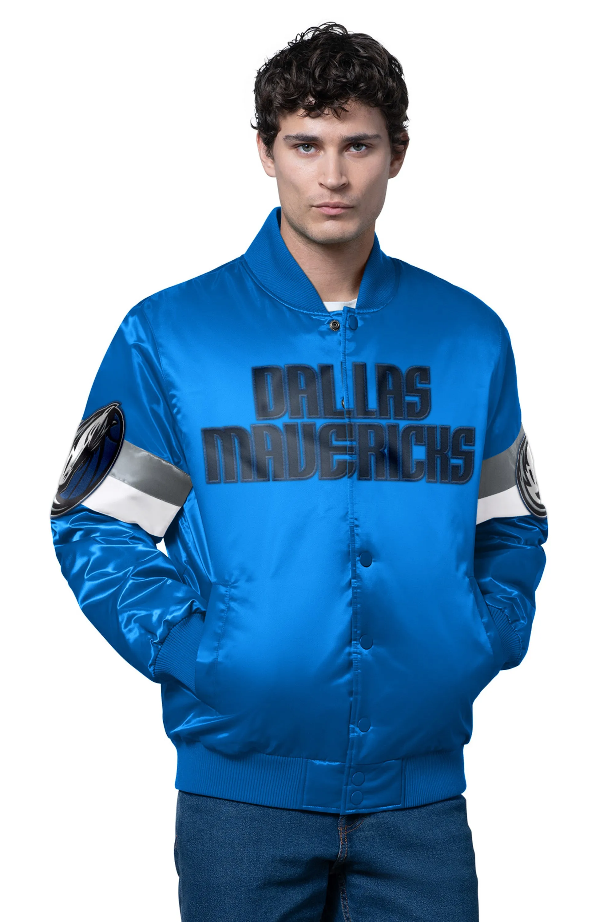 MENS DALLAS MAVERICKS TRIPLE OPTION SATIN VARSITY JACKET sold by Starter