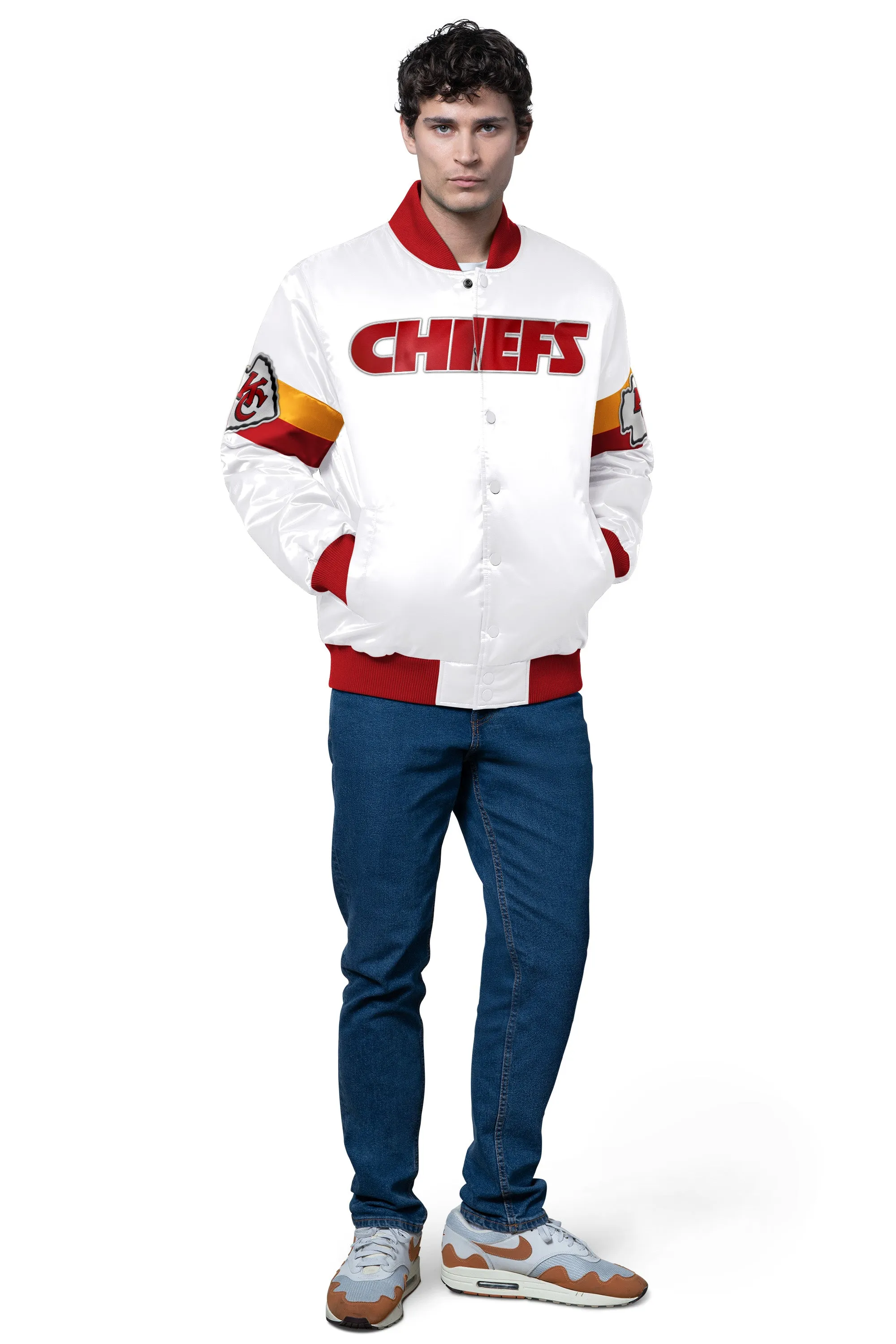 MENS KANSAS CITY CHIEFS TRIPLE OPTION SATIN VARSITY JACKET sold by Starter product image thumbnail 2
