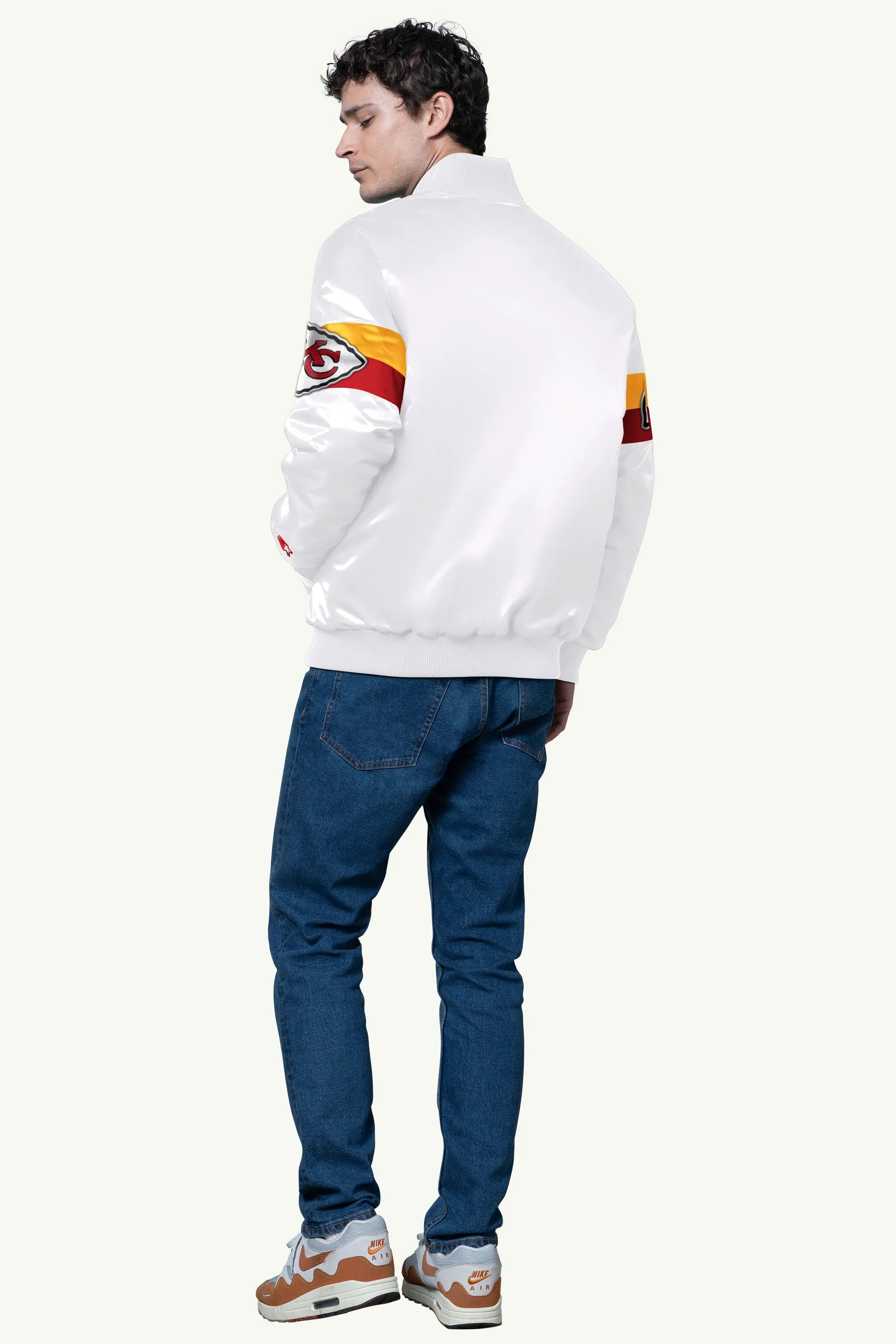 MENS KANSAS CITY CHIEFS TRIPLE OPTION SATIN VARSITY JACKET sold by Starter product image thumbnail 3