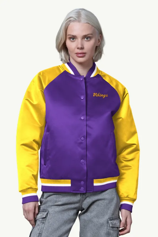 WOMENS MINNESOTA VIKINGS FINAL SCORE SATIN VARSITY JACKET sold by Starter