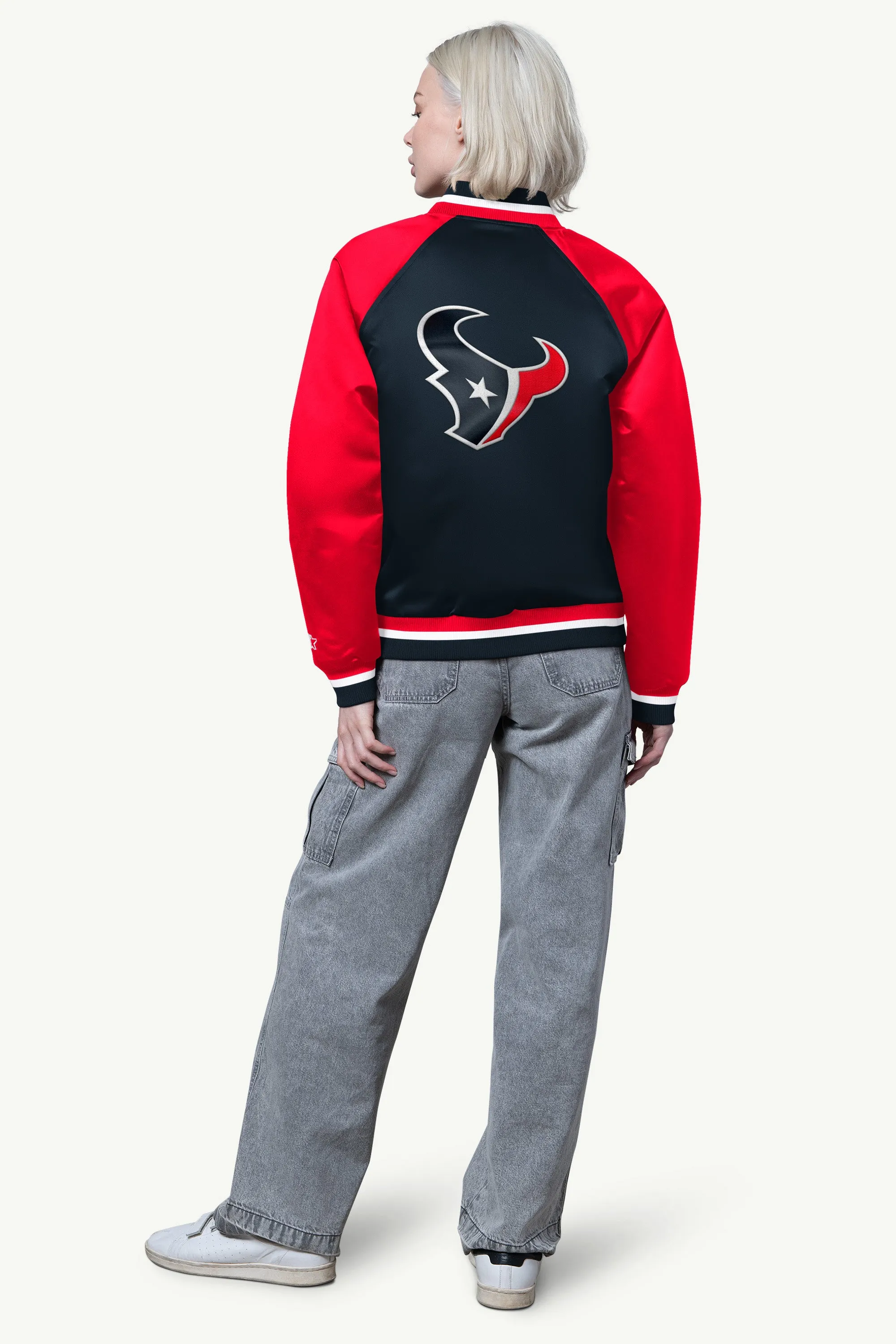WOMENS HOUSTON TEXANS FINAL SCORE SATIN VARSITY JACKET sold by Starter product image thumbnail 2