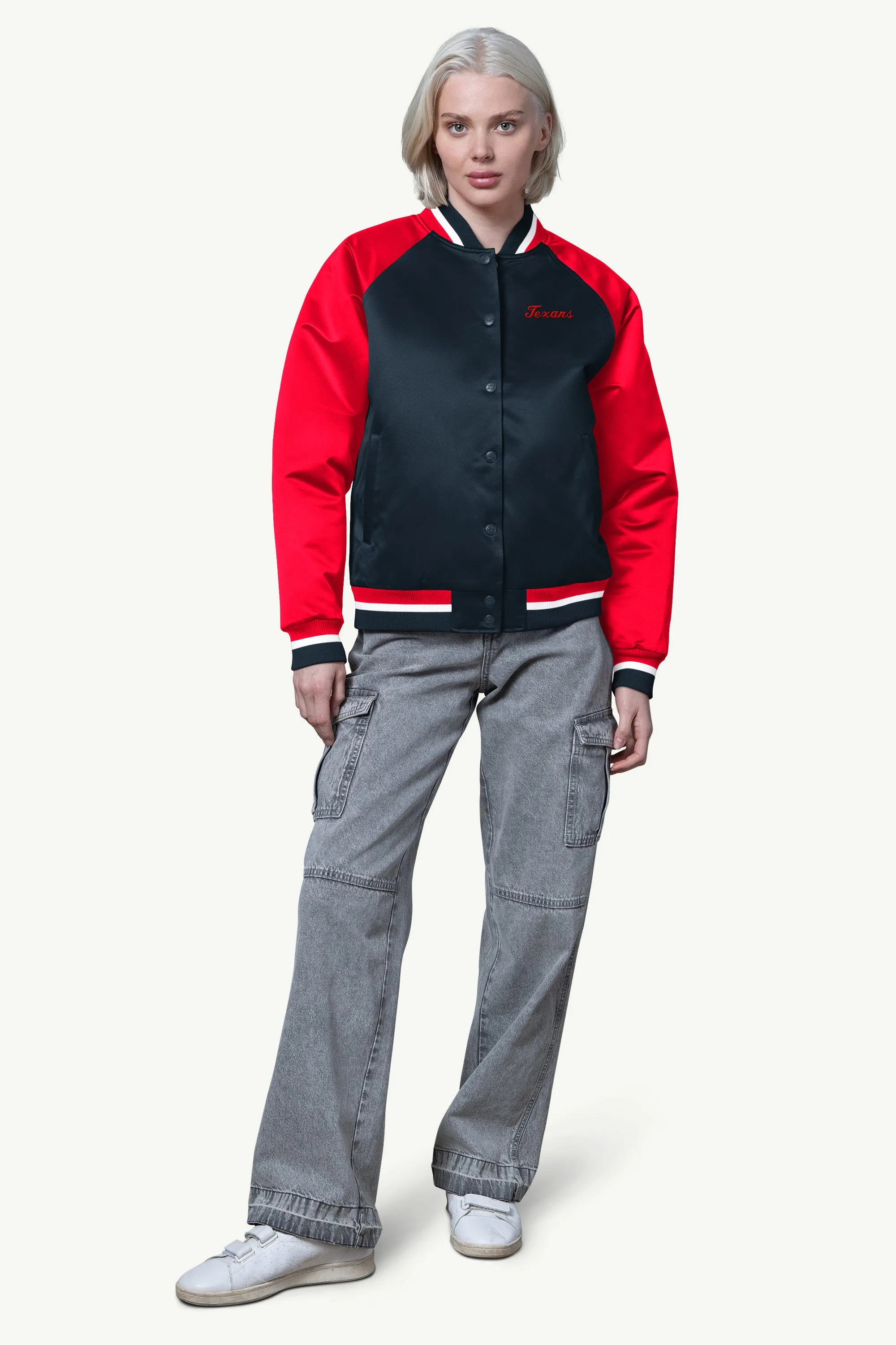 WOMENS HOUSTON TEXANS FINAL SCORE SATIN VARSITY JACKET sold by Starter product image thumbnail 3