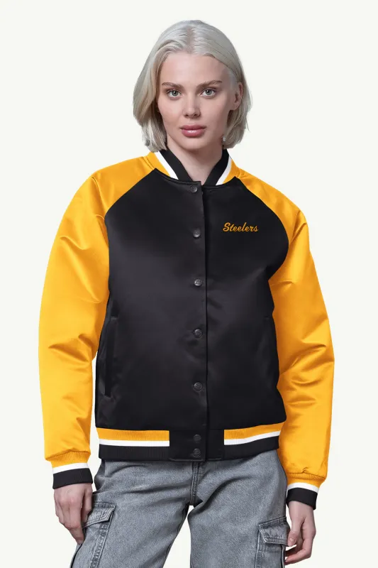 WOMENS PITTSBURGH STEELERS FINAL SCORE SATIN VARSITY JACKET sold by Starter