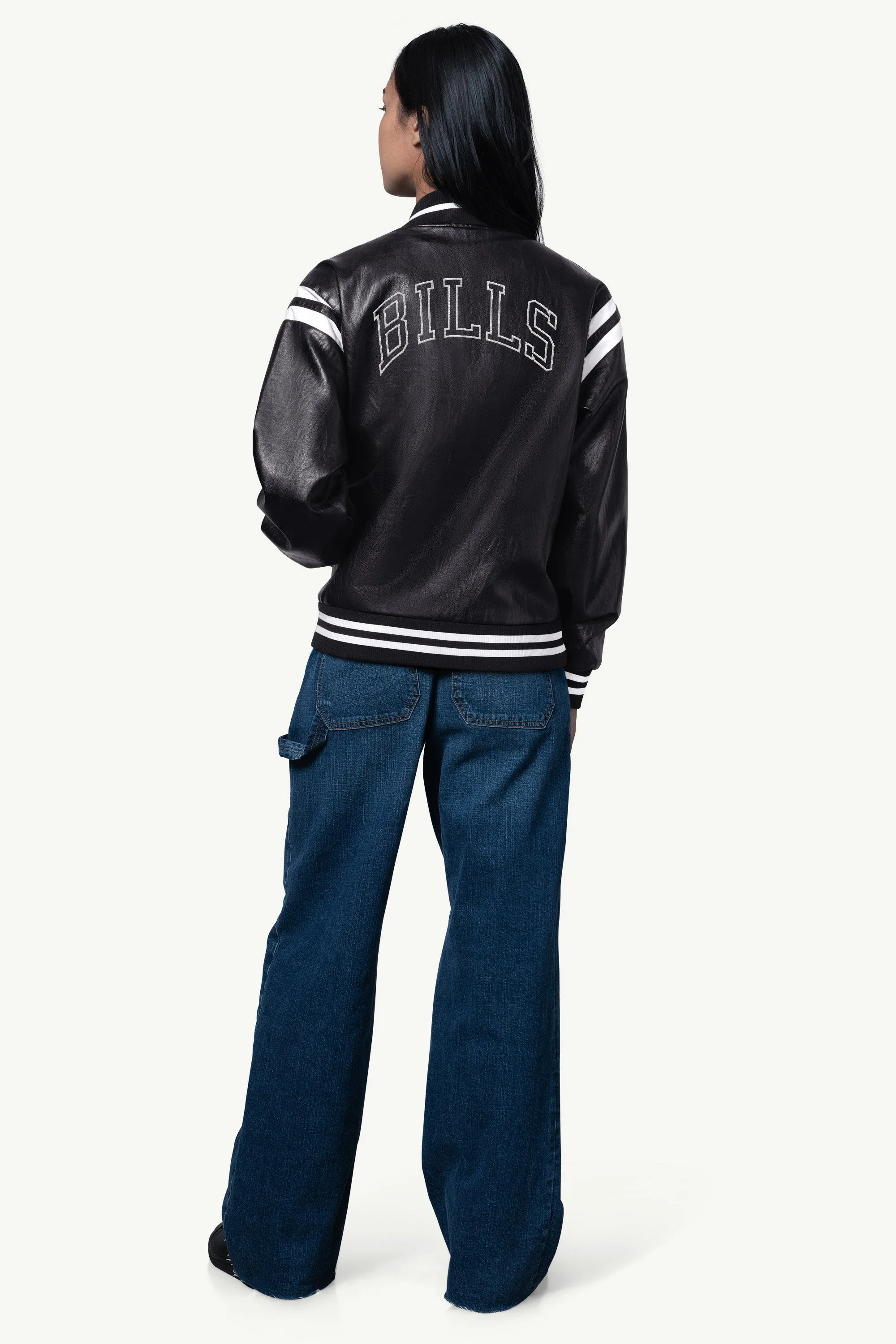 WOMENS BUFFALO BILLS FAUX LEATHER VARSITY JACKET sold by Starter product image thumbnail 3