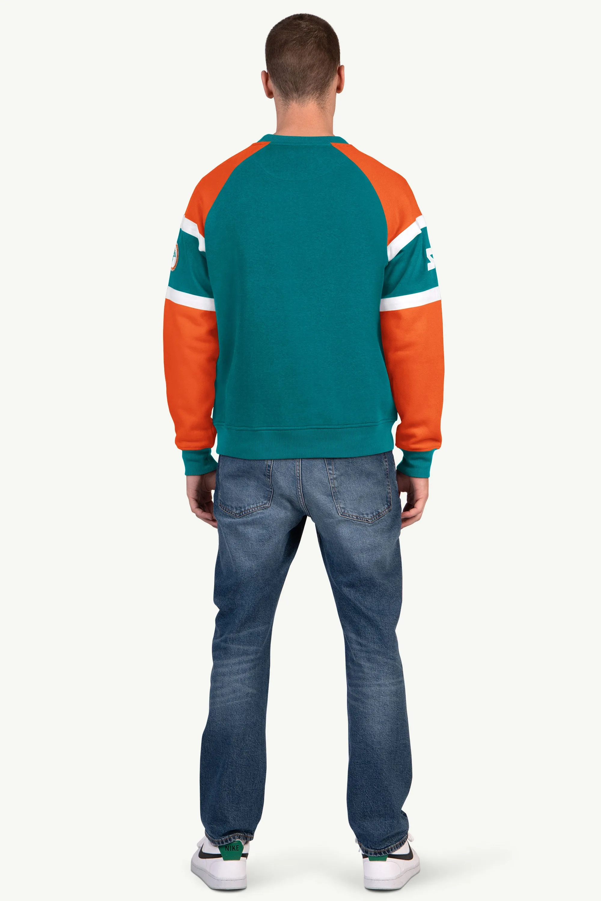 MENS MIAMI DOLPHINS DIME BACK COLORBLOCK CREWNECK sold by Starter product image thumbnail 3