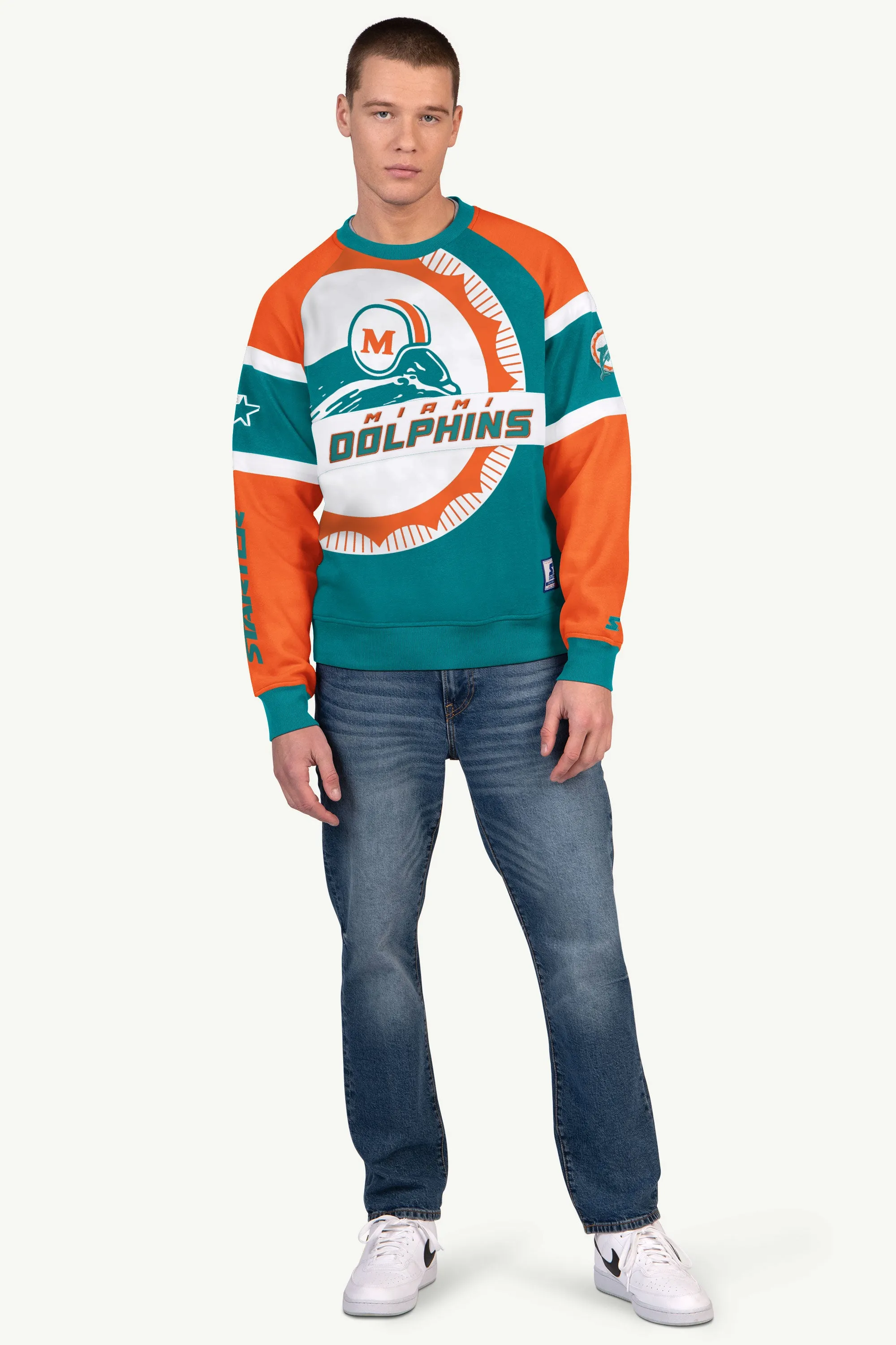 MENS MIAMI DOLPHINS DIME BACK COLORBLOCK CREWNECK sold by Starter product image thumbnail 2
