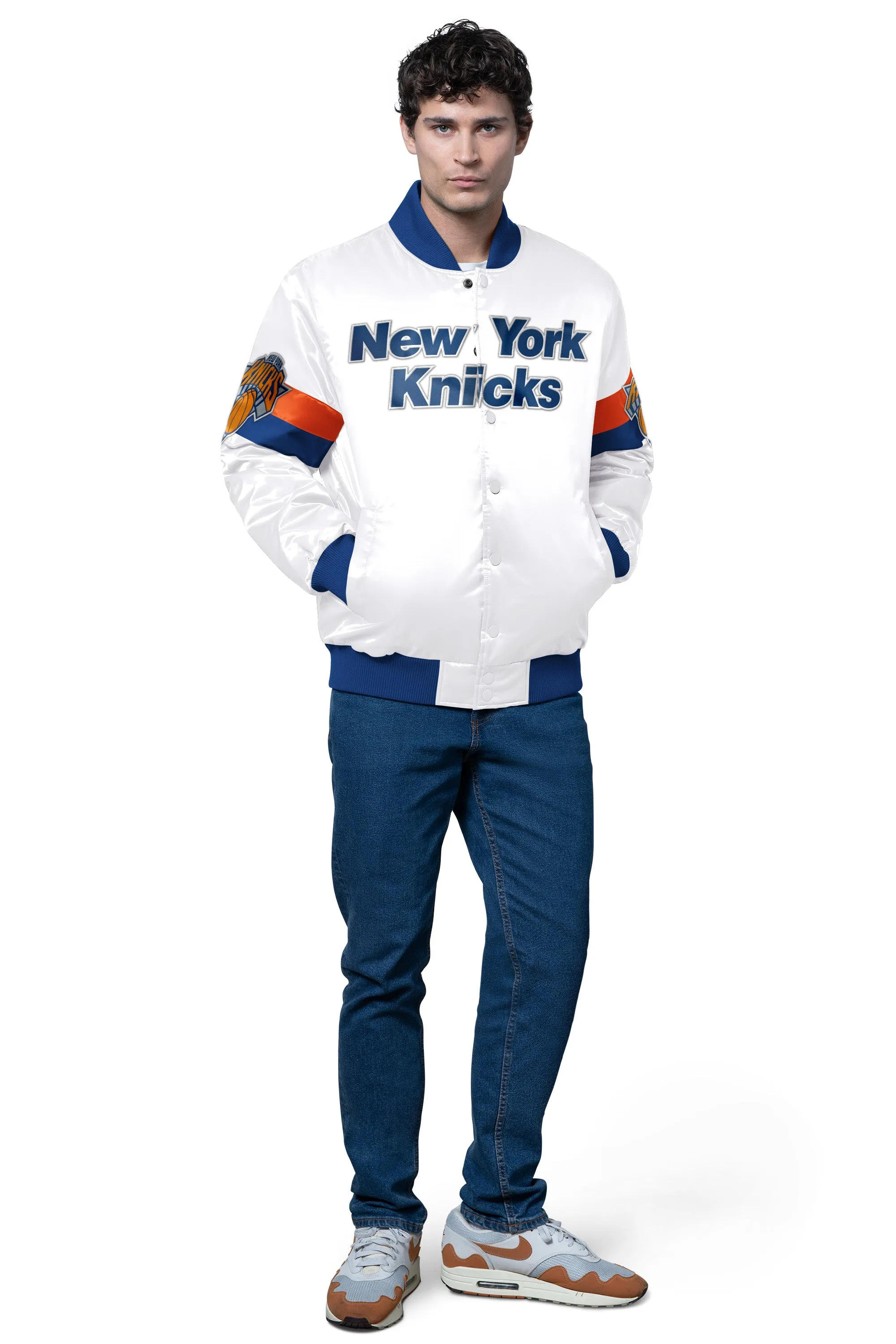 MENS NEW YORK KNICKS TRIPLE OPTION SATIN VARSITY JACKET sold by Starter product image thumbnail 3