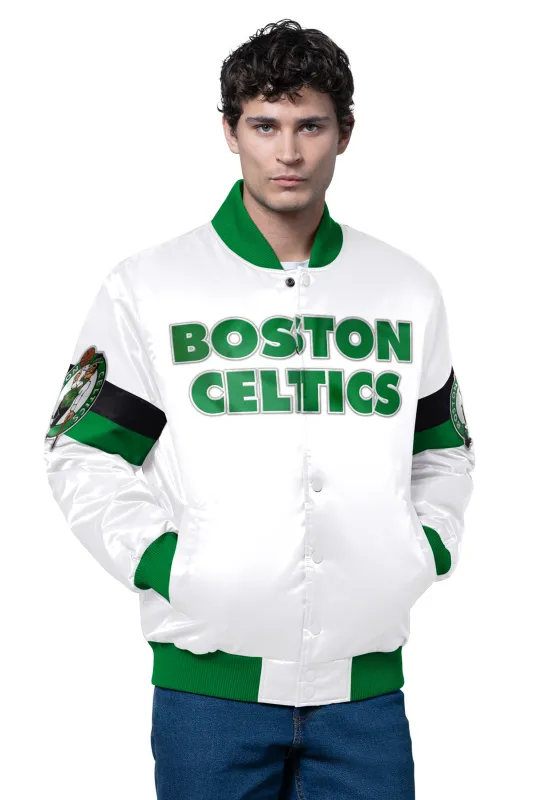 MENS BOSTON CELTICS TRIPLE OPTION SATIN VARSITY JACKET sold by Starter