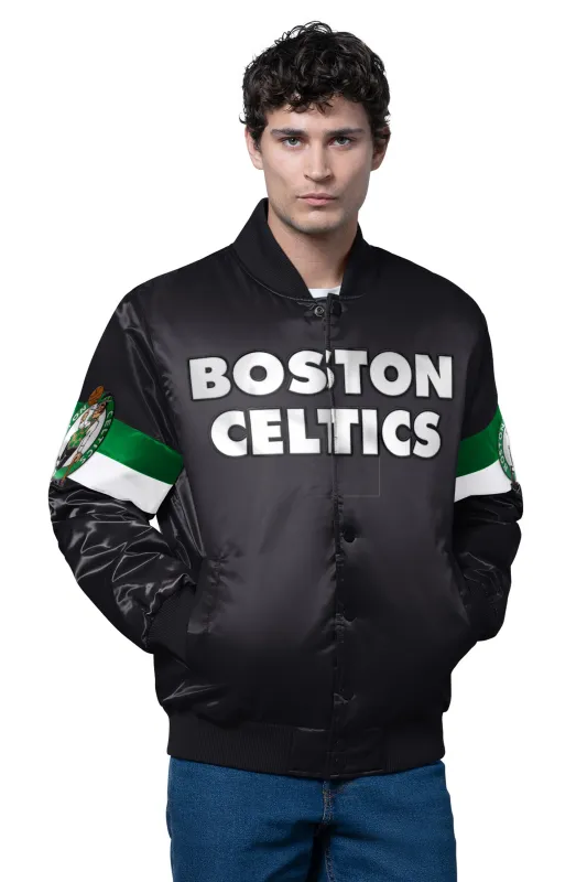 MENS BOSTON CELTICS TRIPLE OPTION SATIN VARSITY JACKET made by Starter