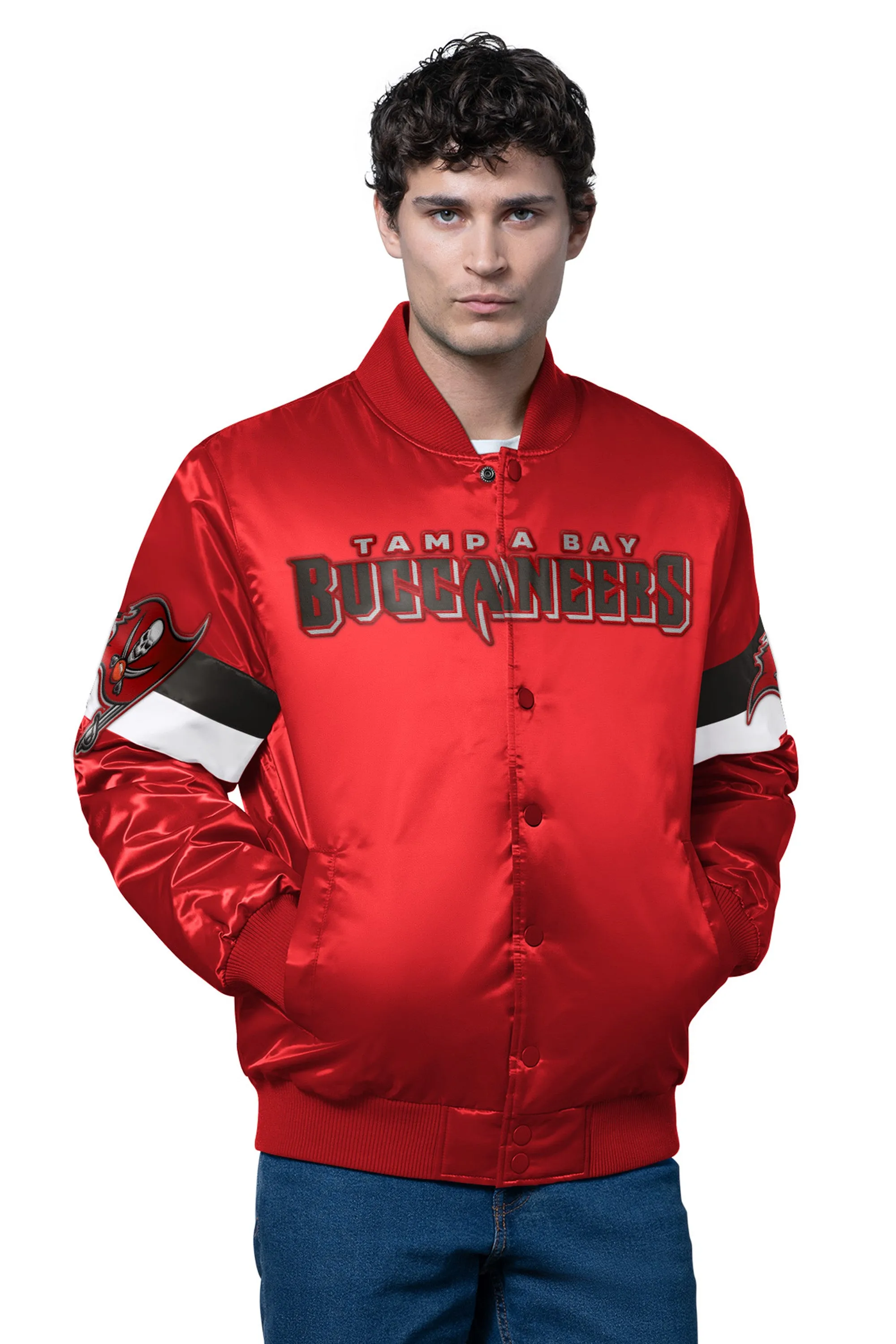 MENS TAMPA BAY BUCCANEERS TRIPLE OPTION SATIN VARSITY JACKET sold by Starter