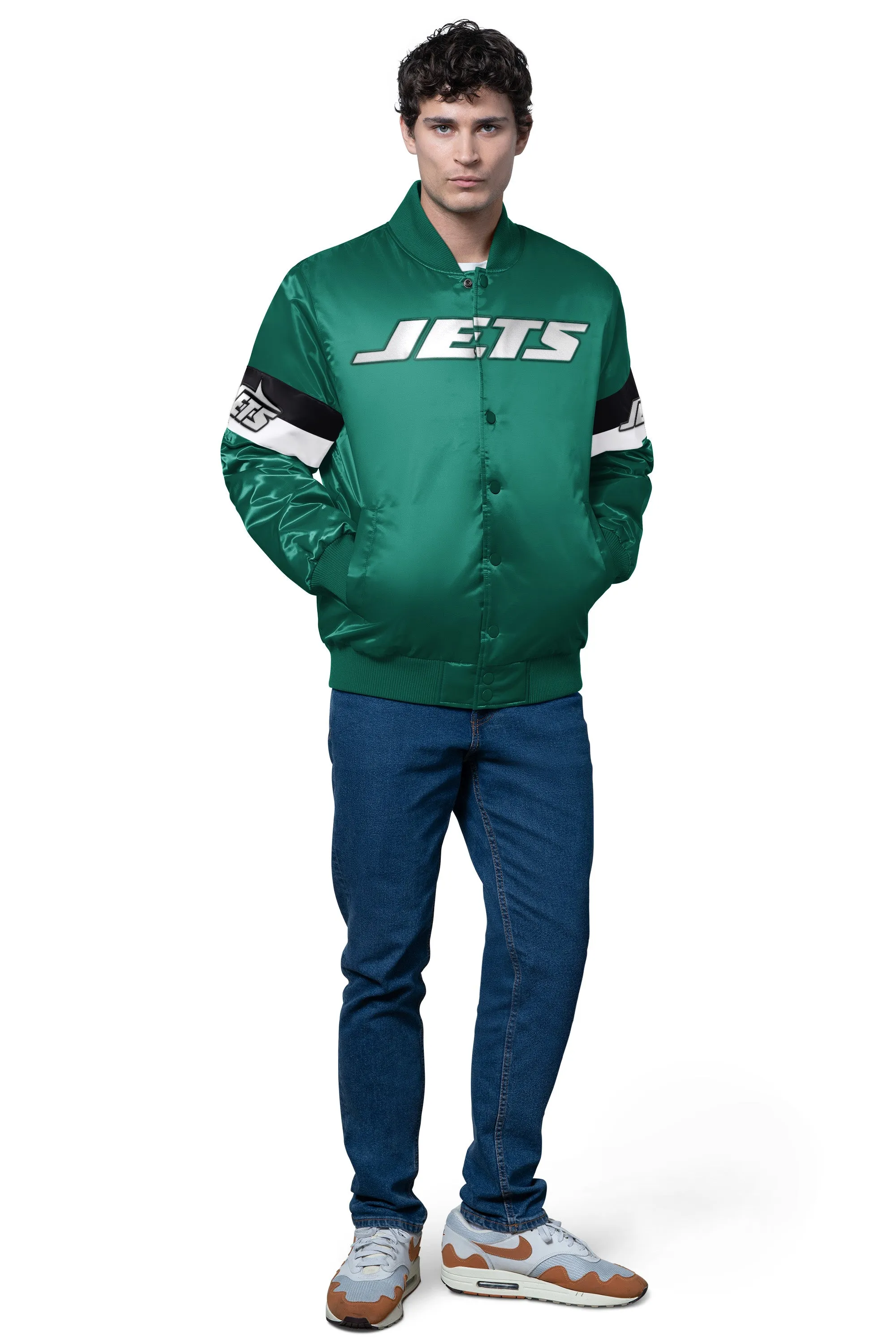 MENS NEW YORK JETS TRIPLE OPTION SATIN VARSITY JACKET sold by Starter product image thumbnail 3
