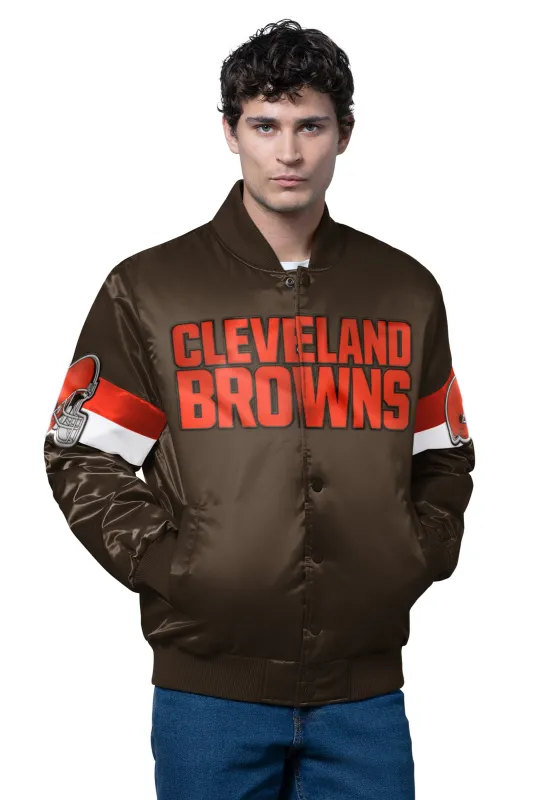 MENS CLEVELAND BROWNS TRIPLE OPTION SATIN VARSITY JACKET sold by Starter