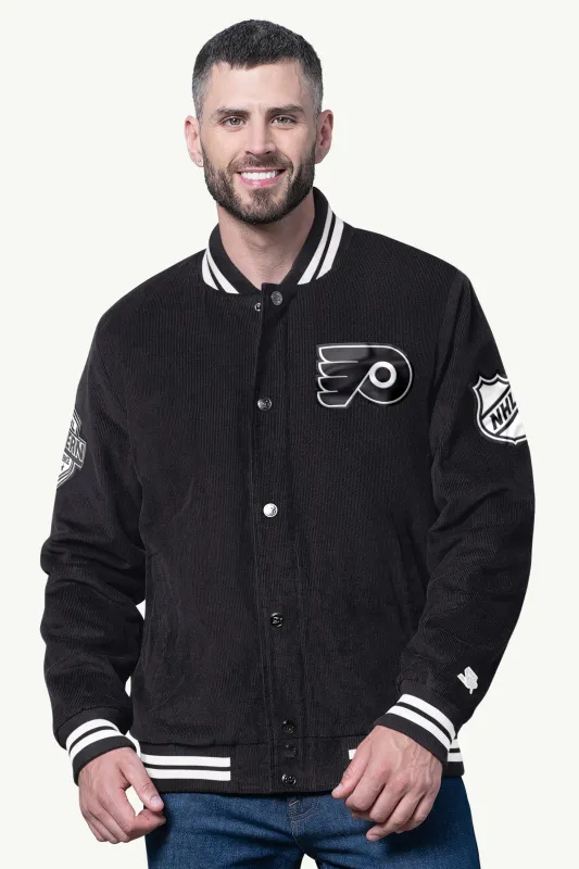 MENS PHILADELPHIA FLYERS BLACKOUT CORDUROY VARSITY JACKET sold by Starter