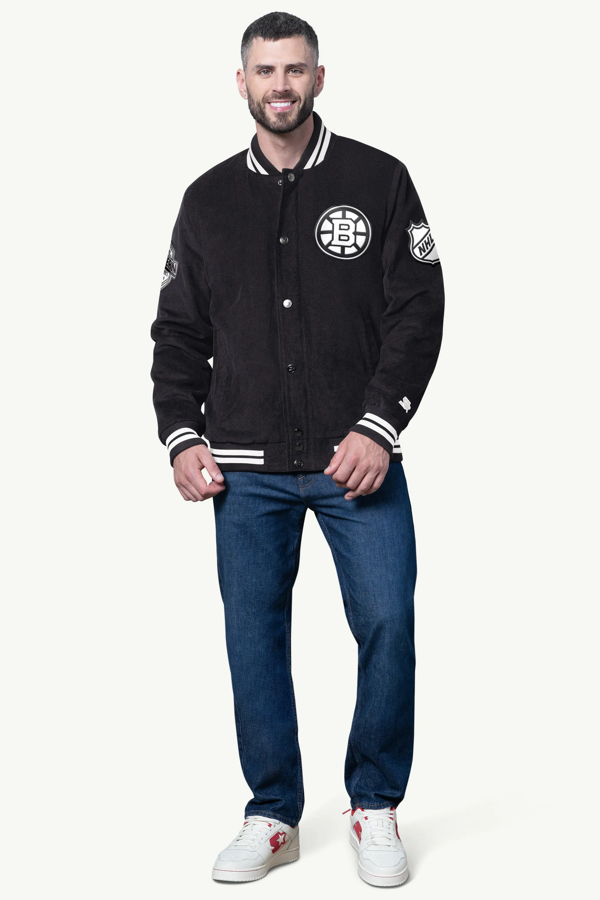 MENS BOSTON BRUINS BLACKOUT CORDUROY VARSITY JACKET sold by Starter product image thumbnail 3