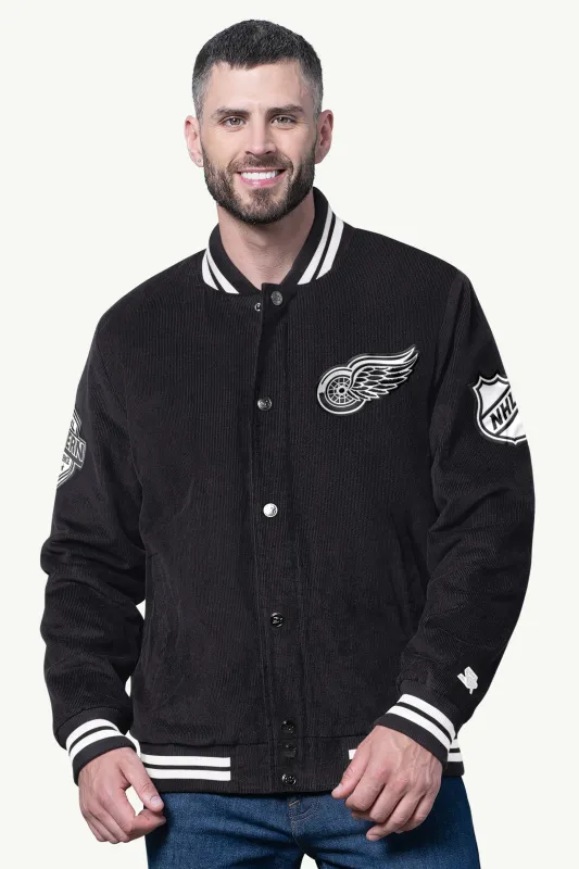 MENS DETROIT RED WINGS BLACKOUT CORDUROY VARSITY JACKET sold by Starter